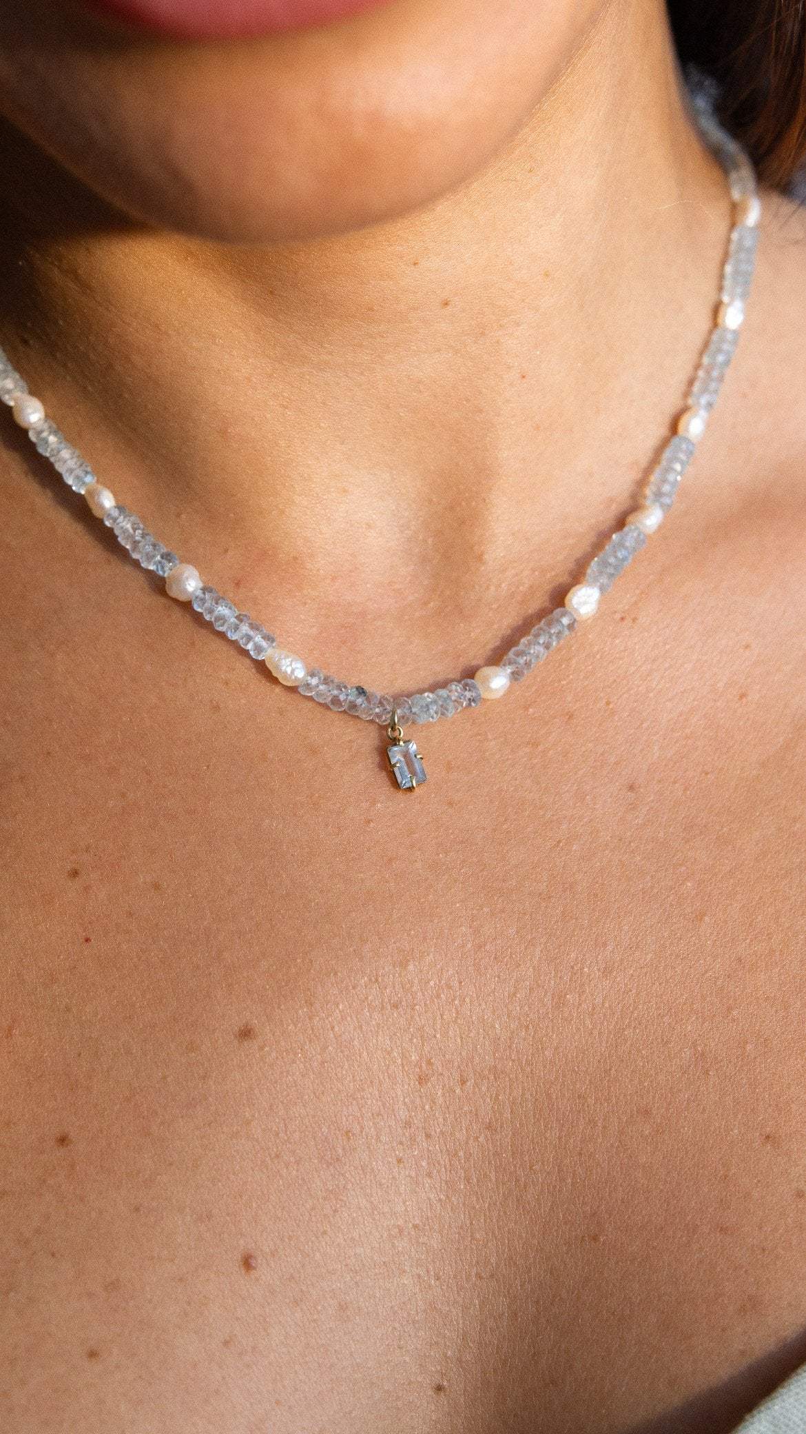 Colar Odoyá | Topázio Azul & pérolas | ouro 18k