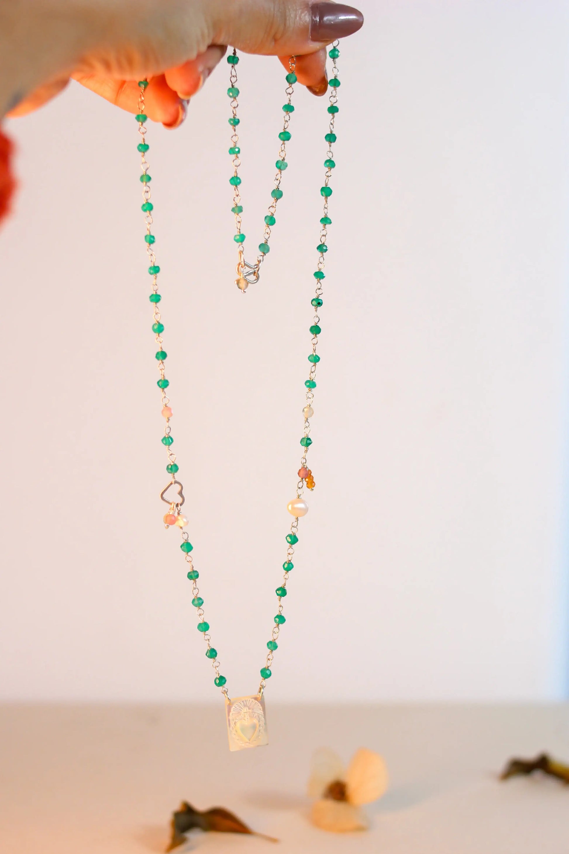 Colar Sagrado Coração | Onix verde