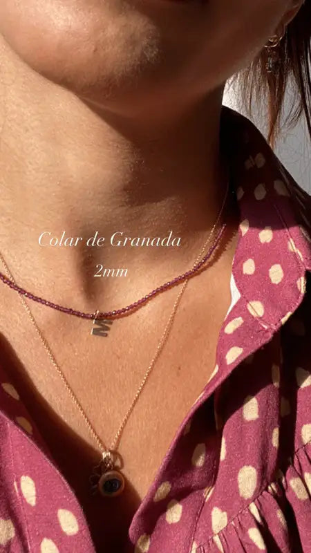 Colar Granada 2mm| Acabamento em Prata