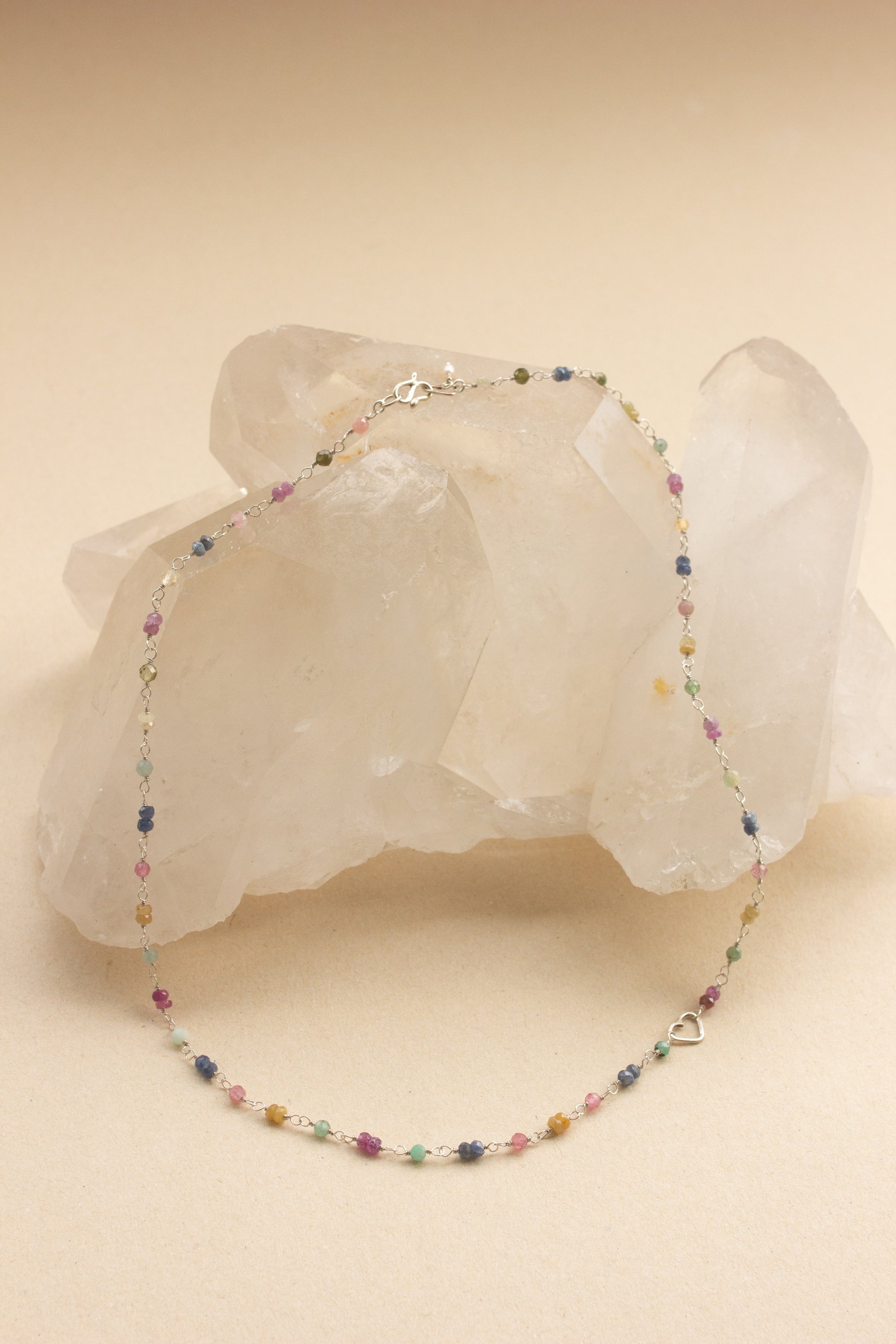 Colar Lilla | Safiras Colorida | Prata 950