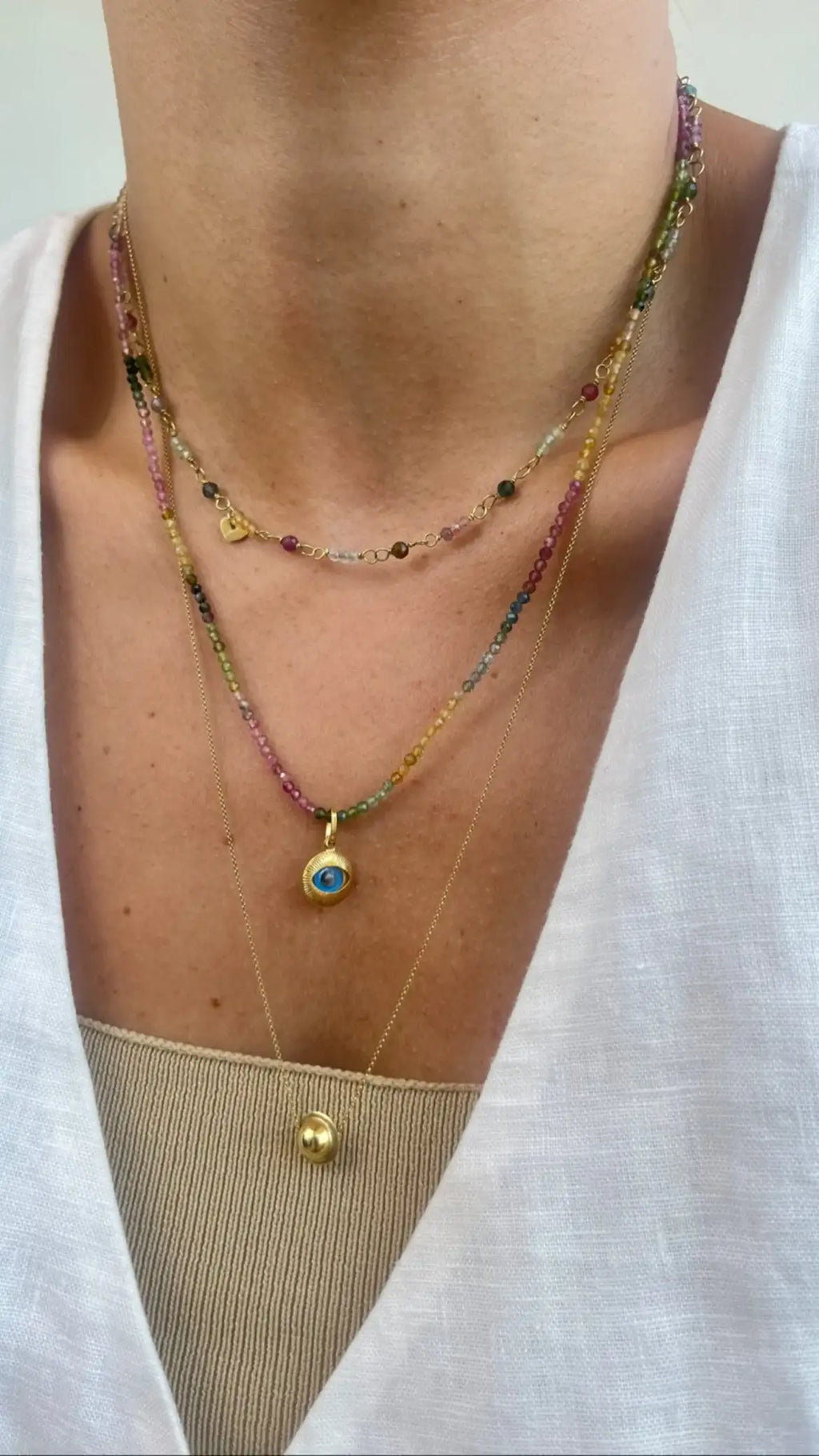 Colar Turmalina Melancia Delicado | ouro 18k