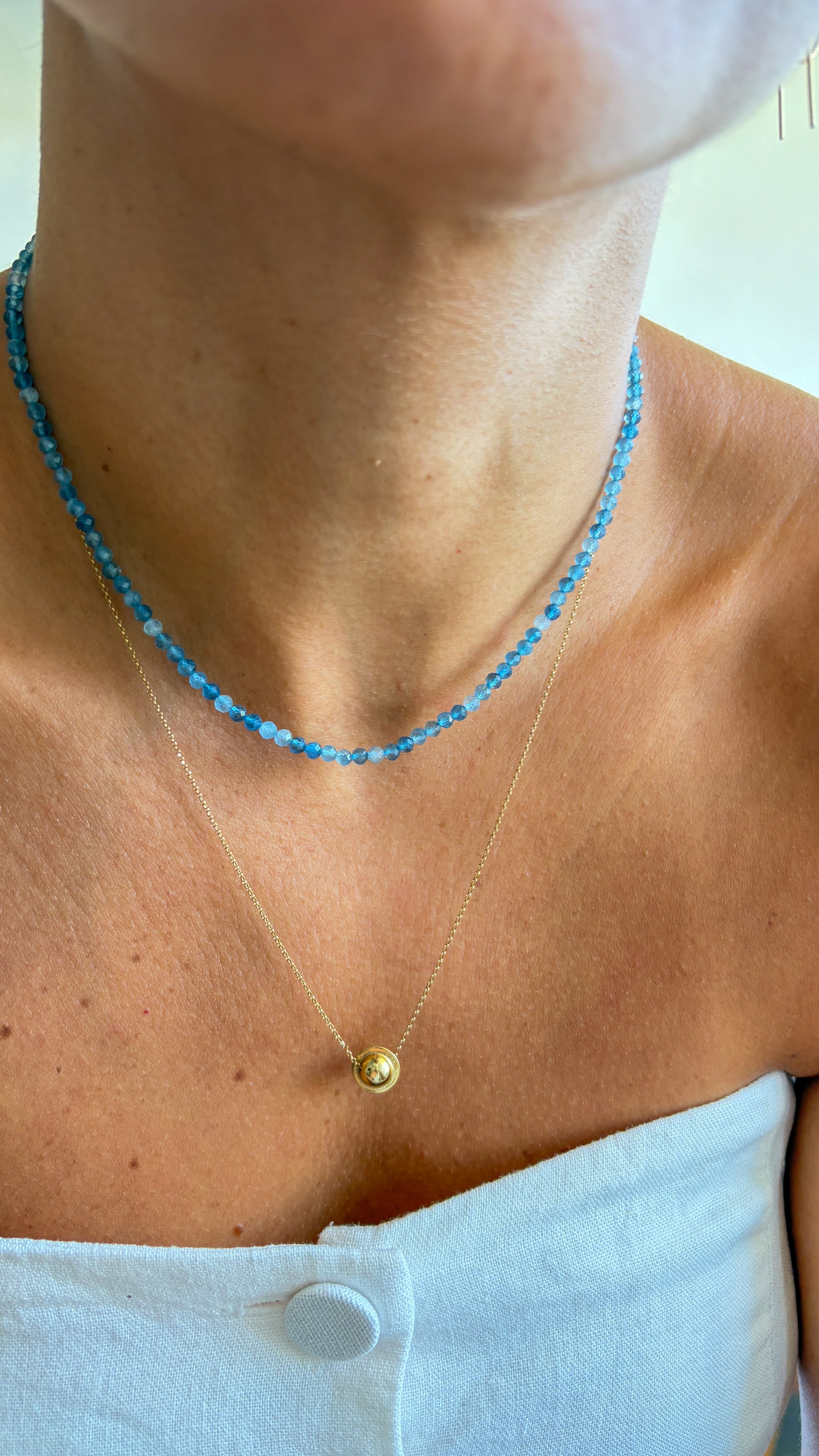 Colar Água Marinha | Fecho infinito | Ouro 18k