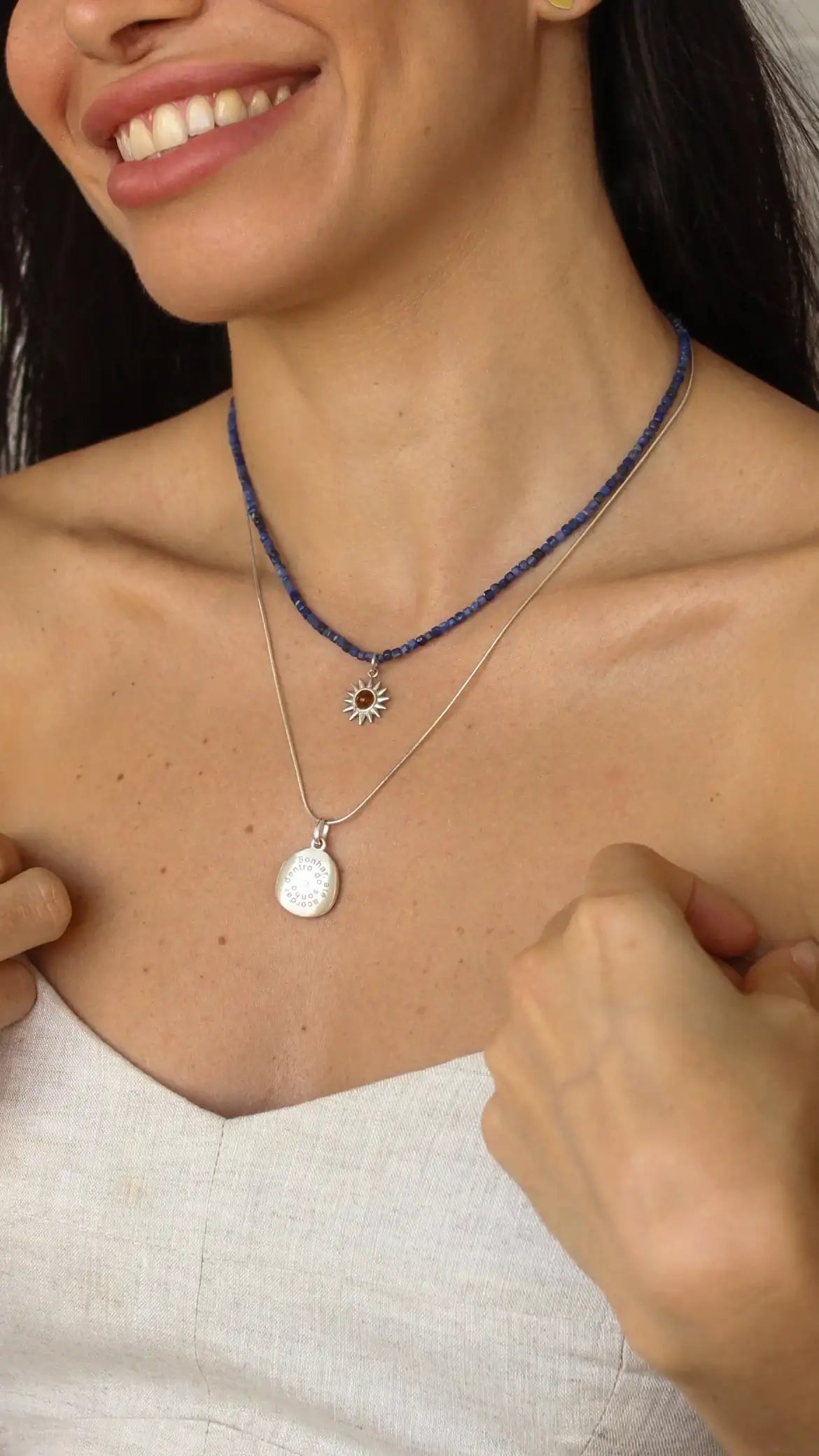 Colar Sodalita | Linha Prata