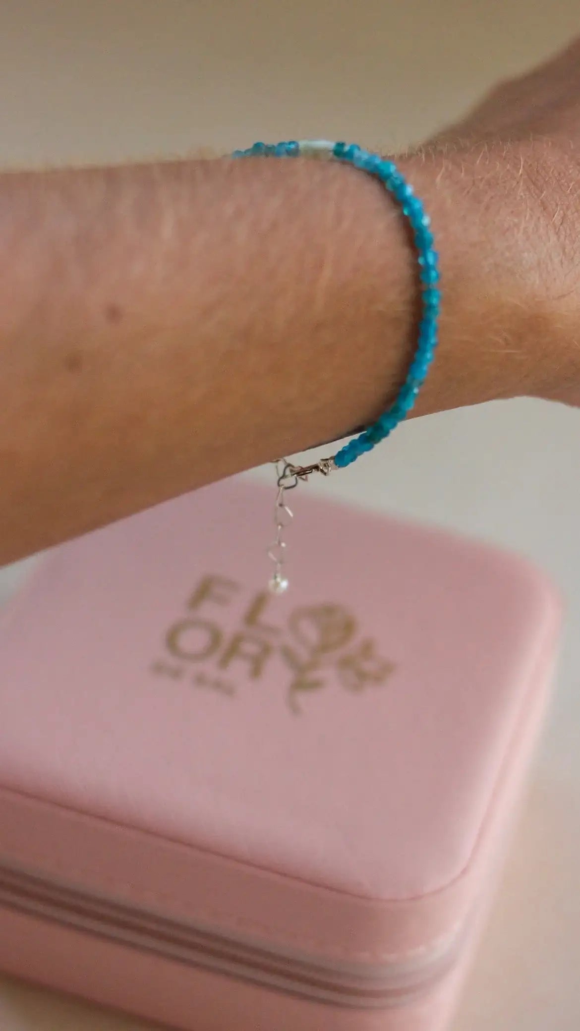 Pulseira Olho Grego em Apatita | Linha Prata