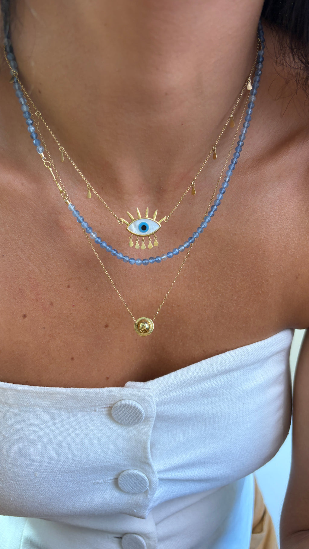 Colar Água Marinha | Fecho infinito | Ouro 18k