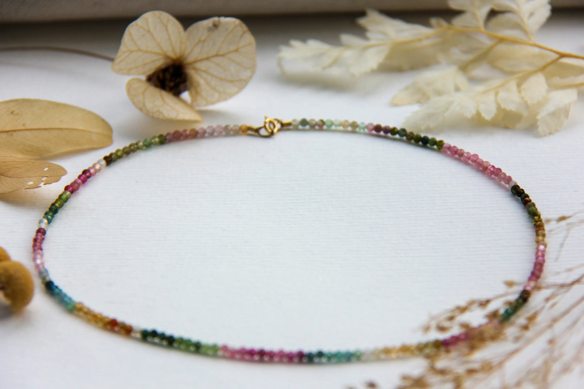 Colar Turmalina Melancia Delicado | ouro 18k