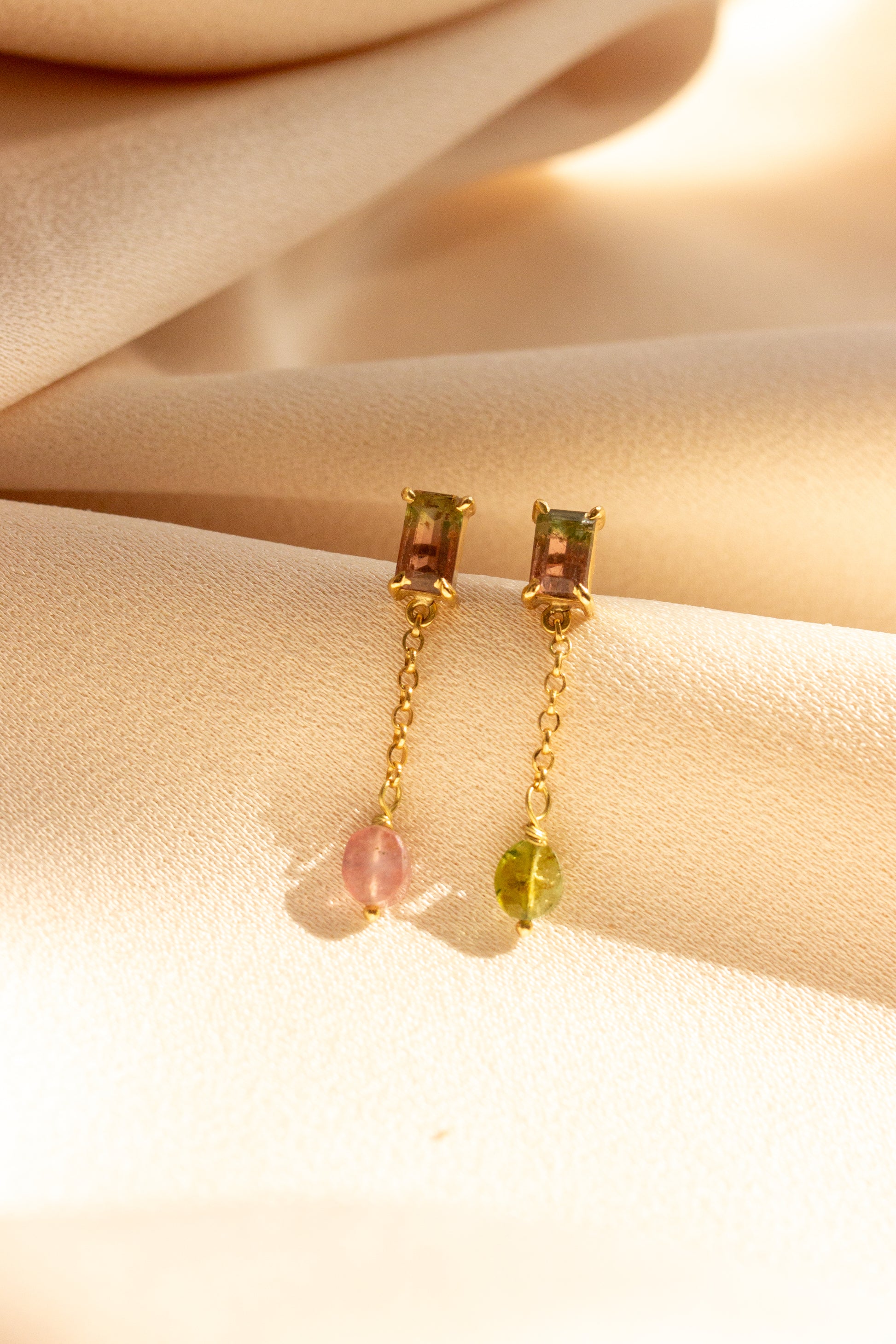 Brinco Turmalina Melancia | Ouro 18k