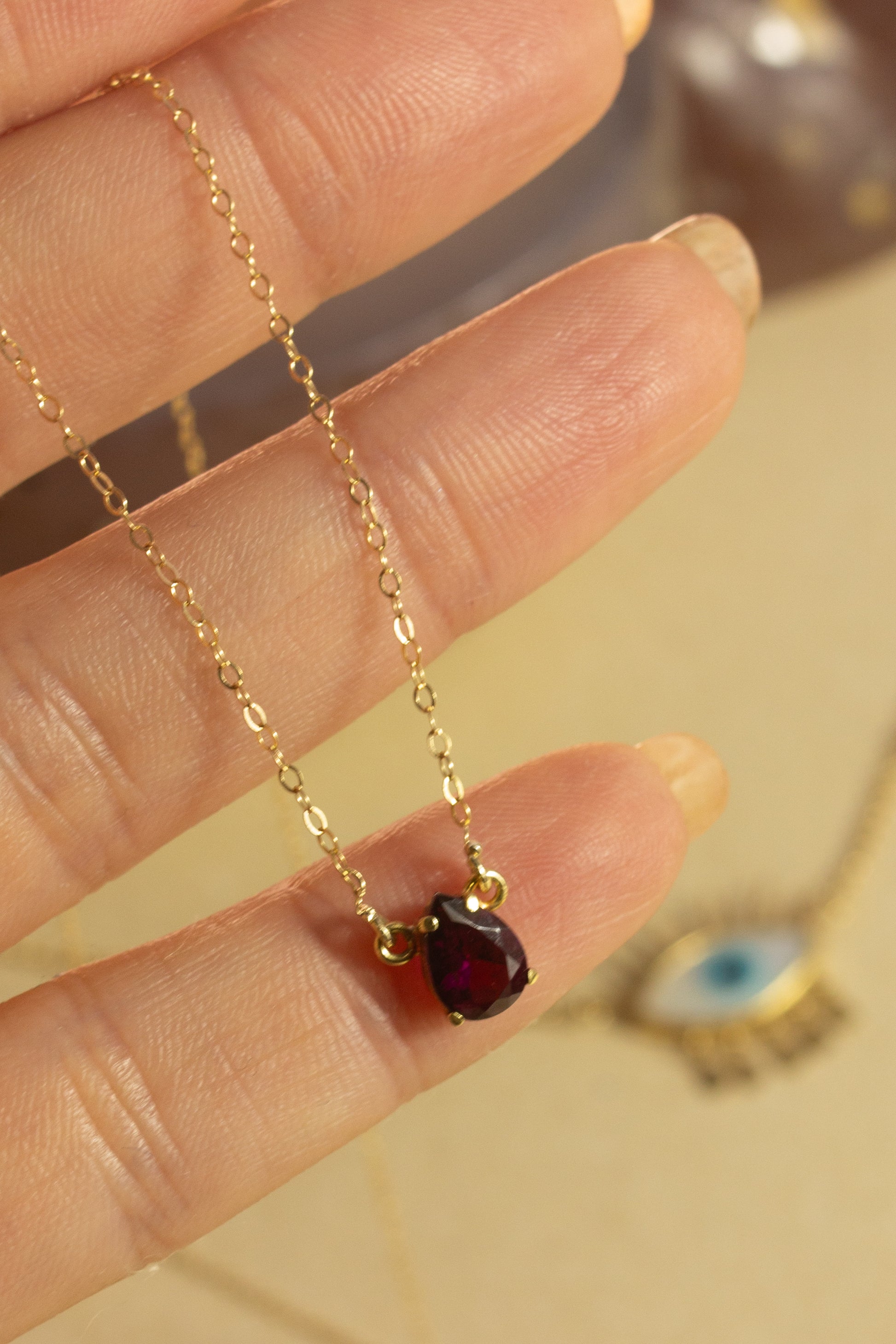 Colar Gota Rodolita | Ouro 18k