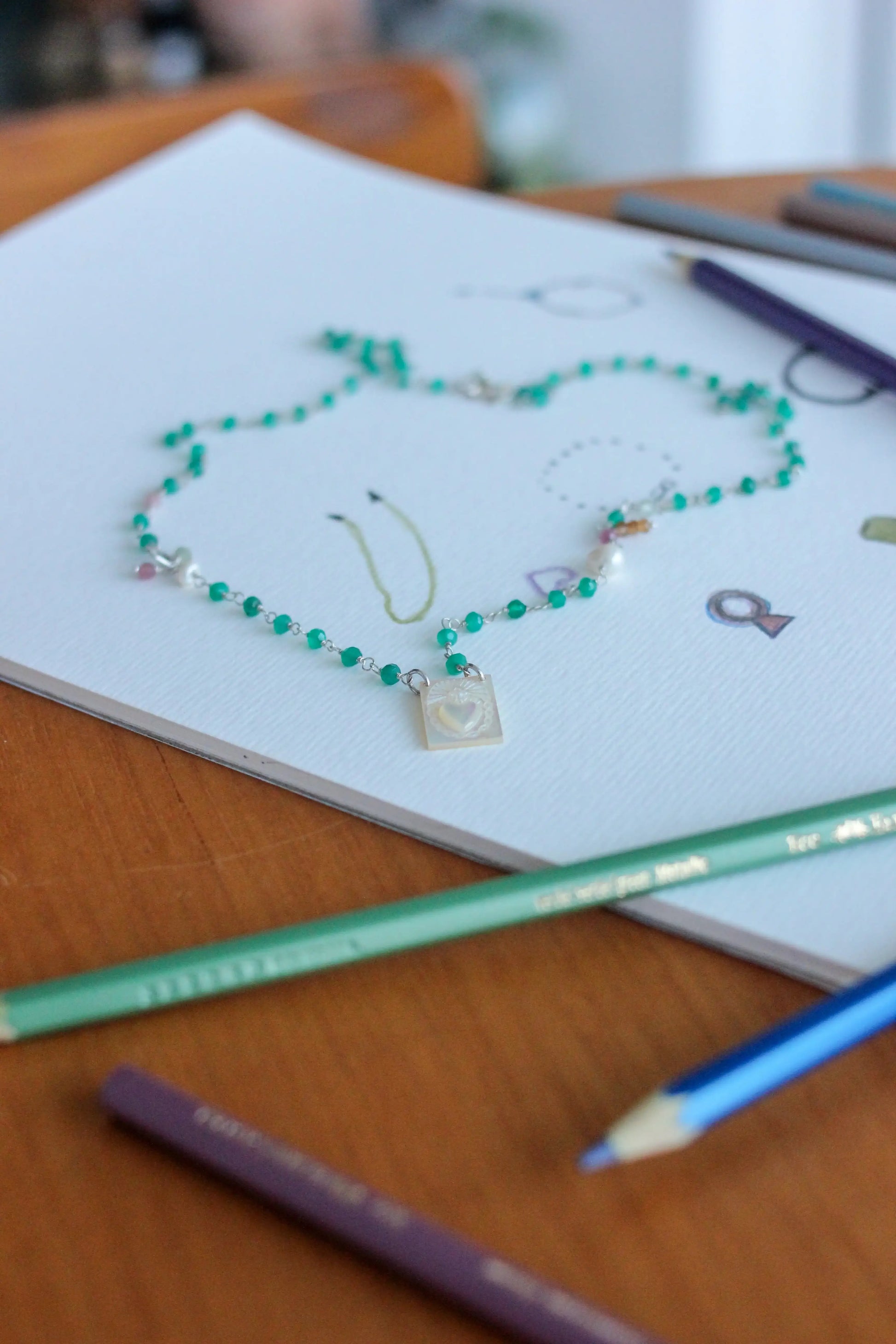 Colar Sagrado Coração | Onix verde