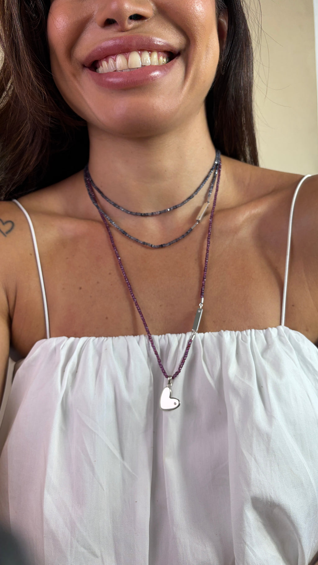 Colar Rodolita Fecho Joia com Diamante