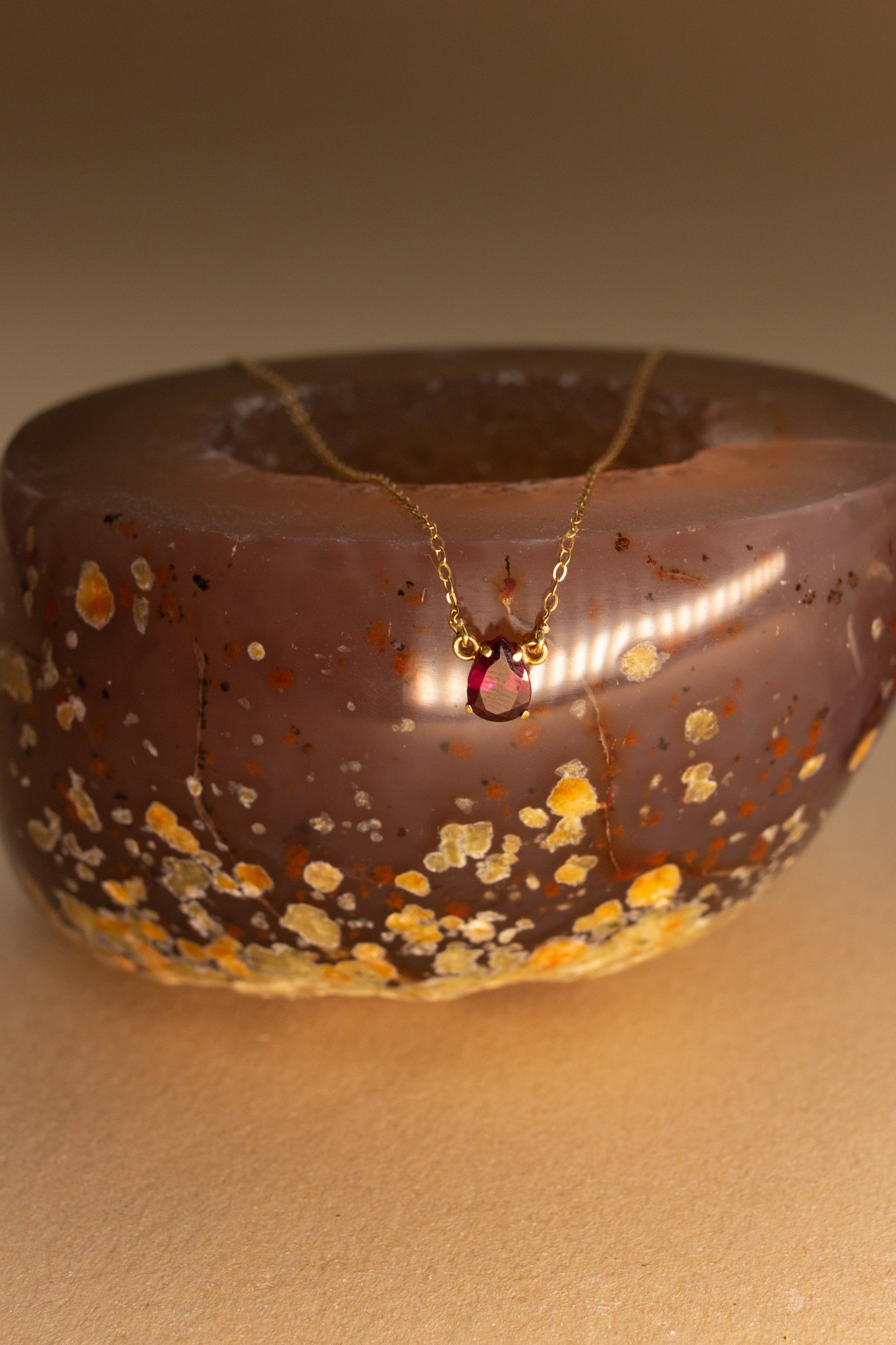 Colar Gota Rodolita | Ouro 18k