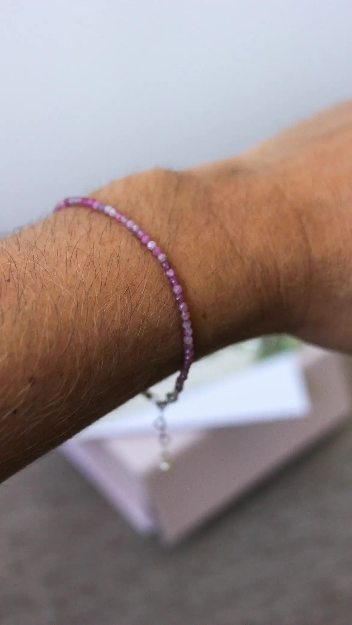 Pulseira charme em Turmalina Rosa