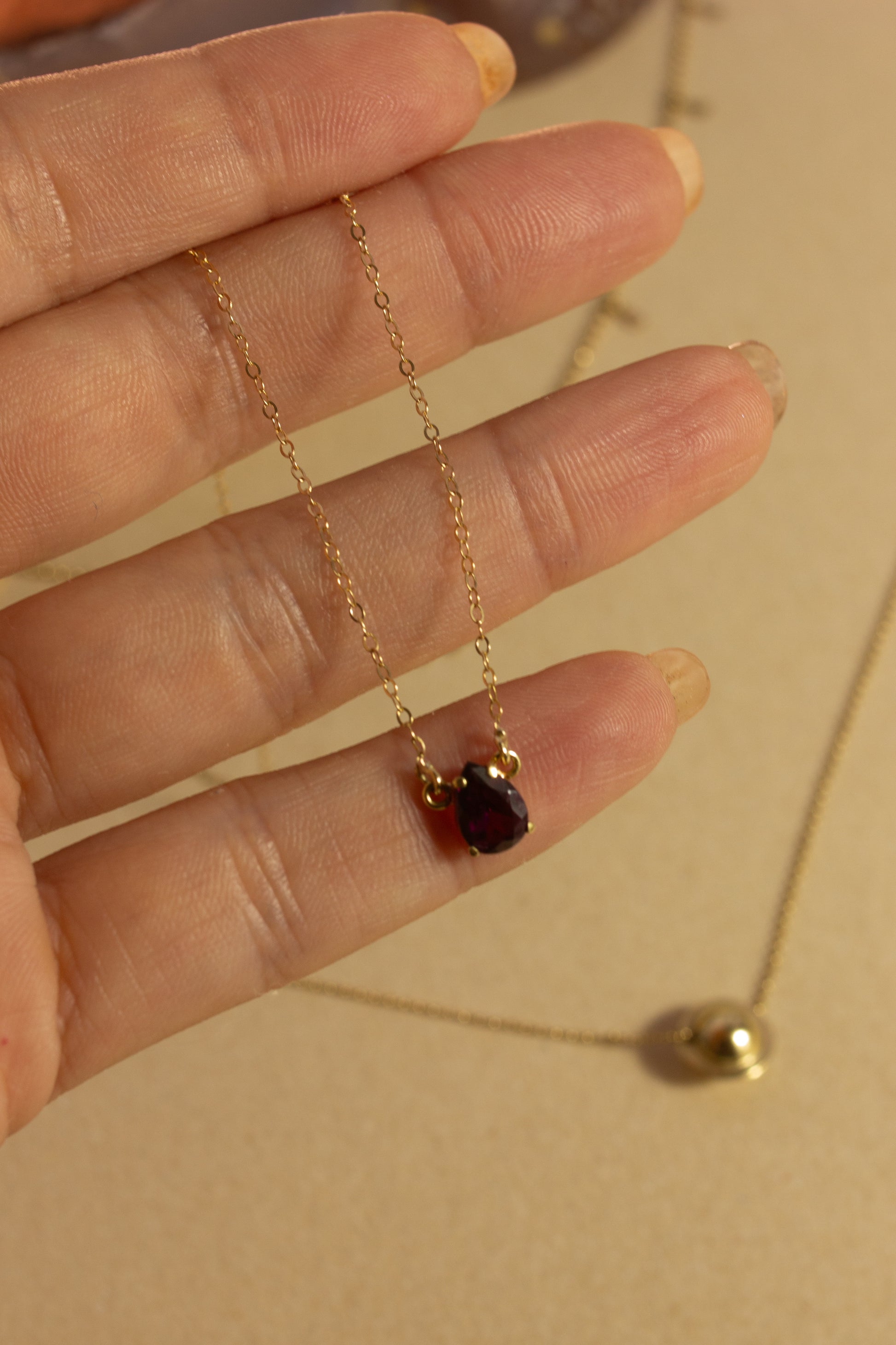 Colar Gota Rodolita | Ouro 18k