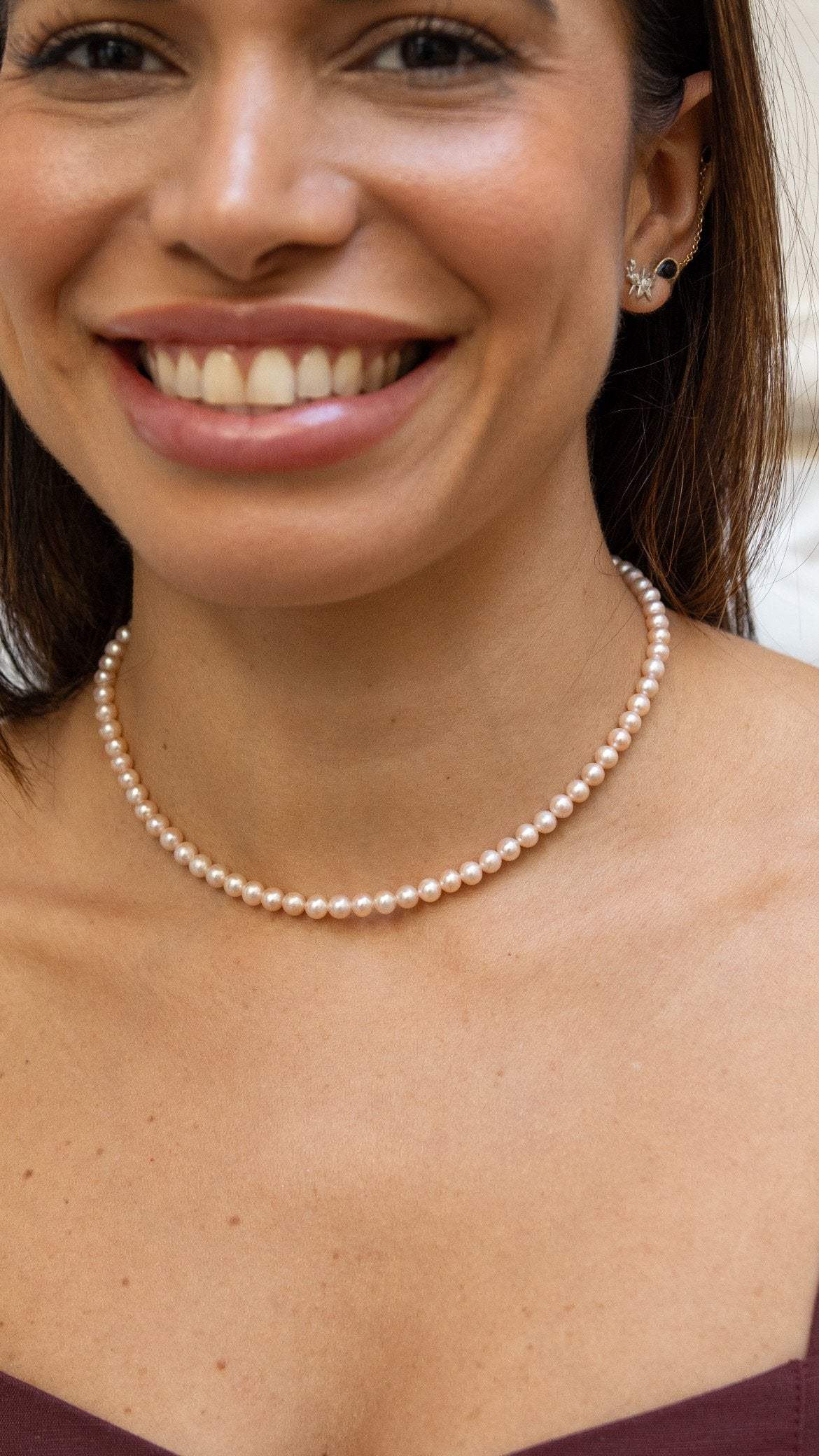 Colar Amélia Pérolas Rose | Linha Prata