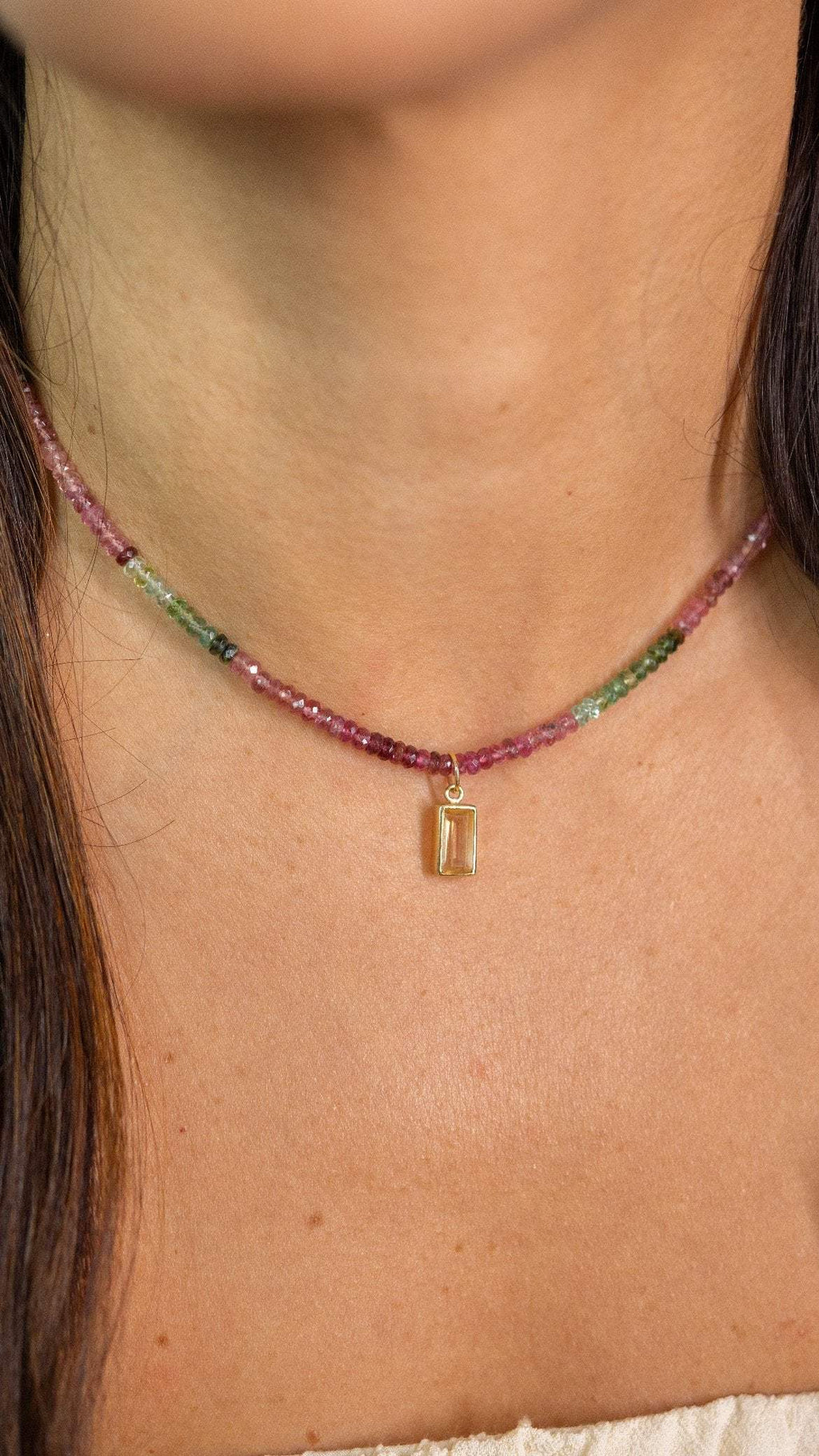 Colar Clarice | Turmalinas Melancia | ouro 18k