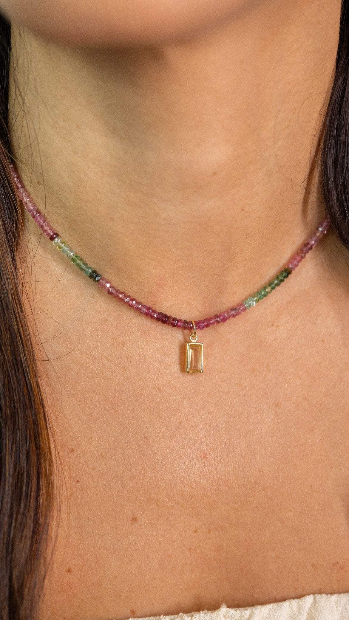 Colar Clarice | Turmalinas Melancia | ouro 18k