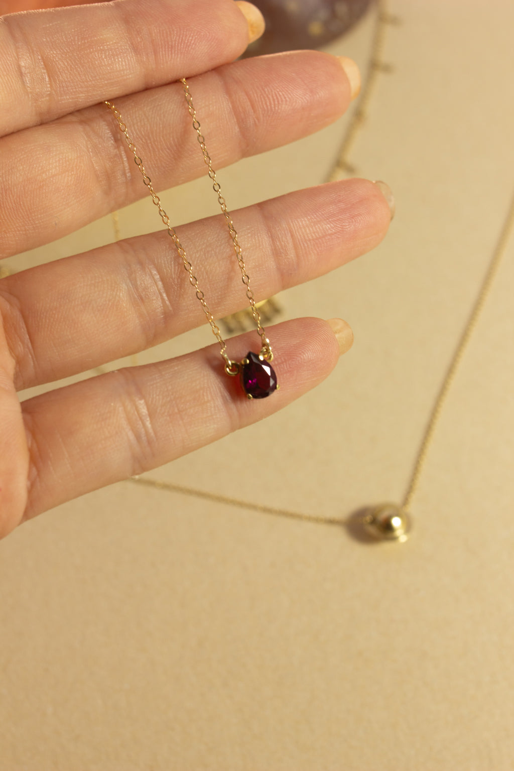 Colar Gota Rodolita | Ouro 18k