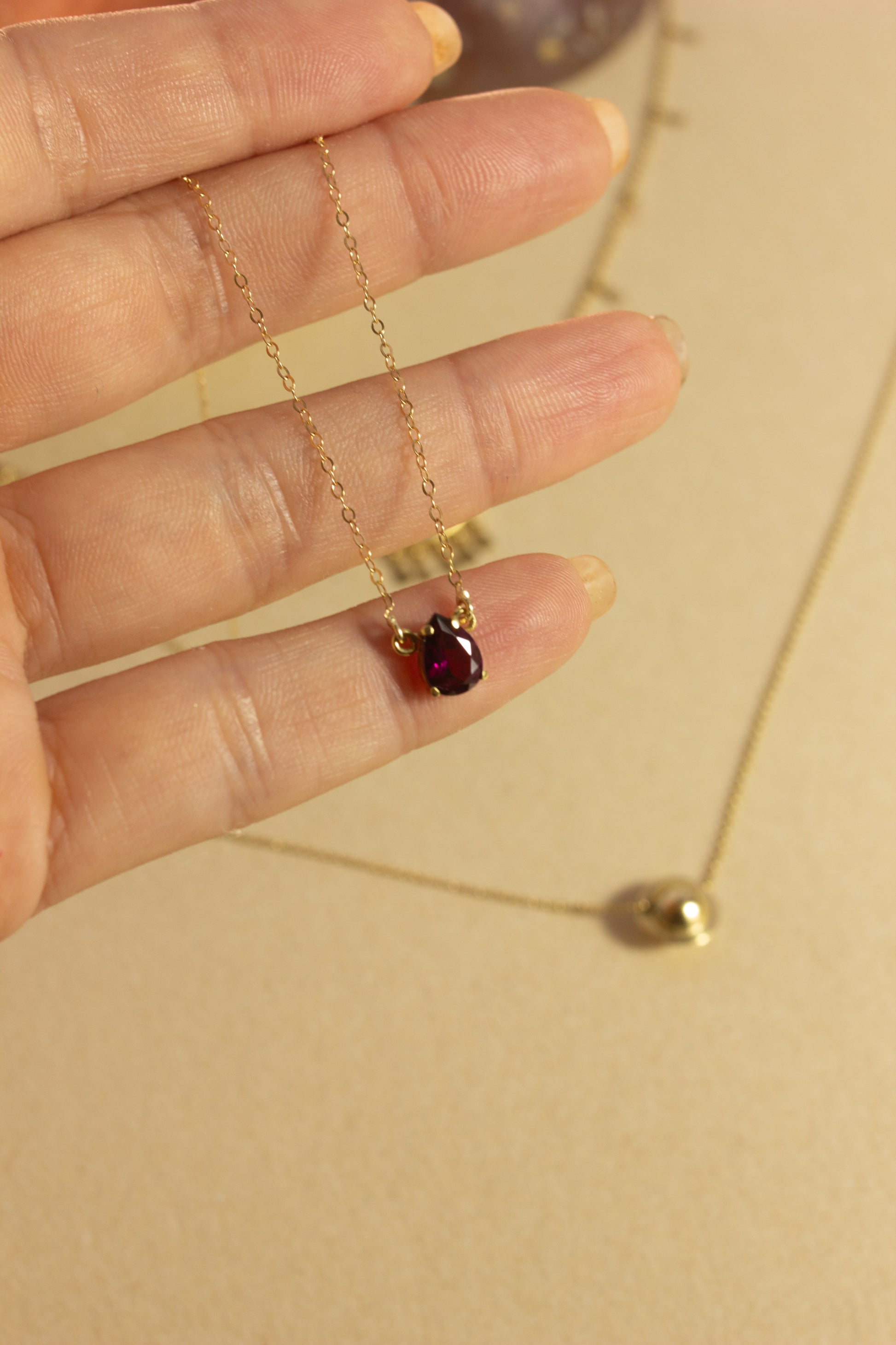 Colar Gota Rodolita | Ouro 18k