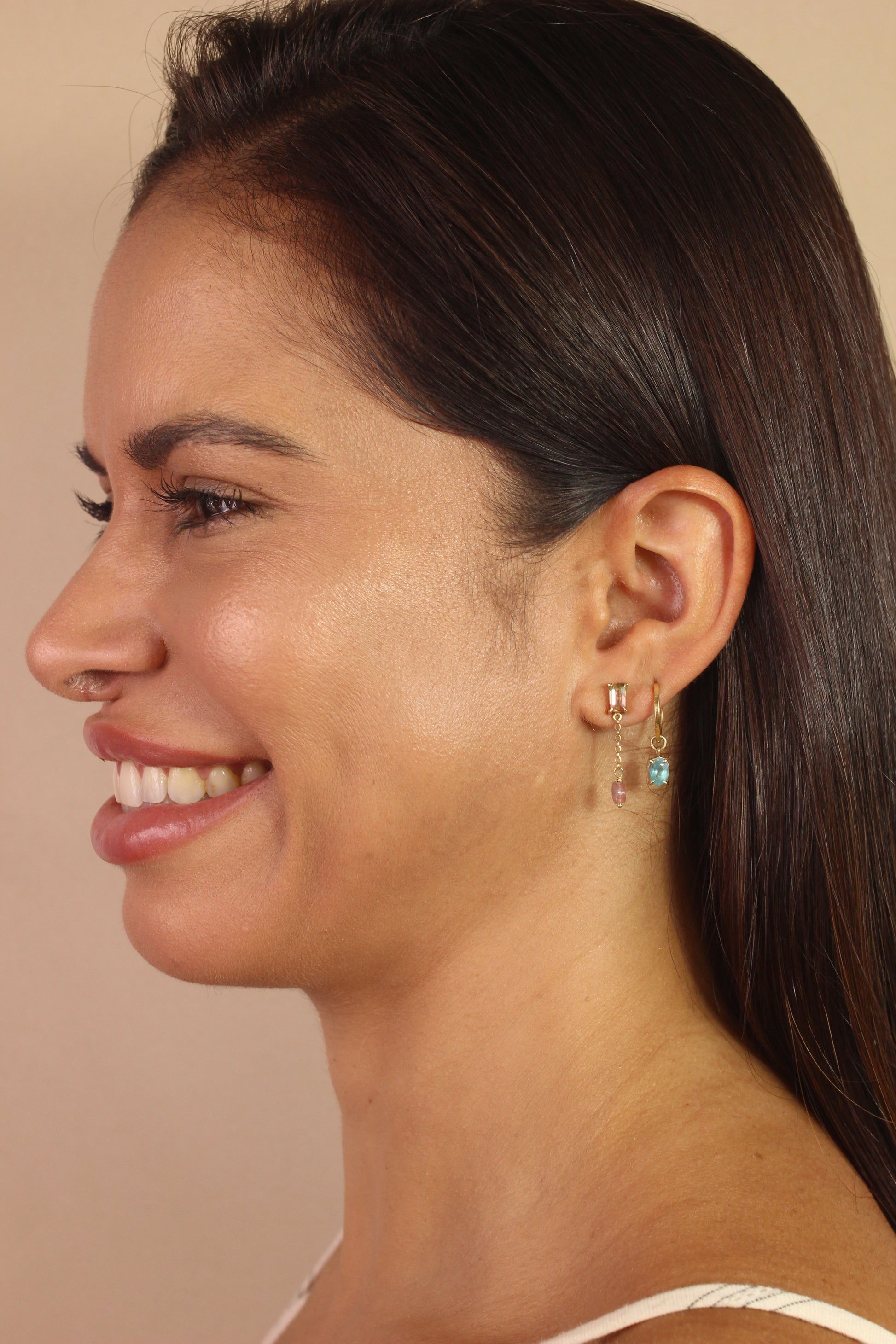 Brinco Turmalina Melancia | Ouro 18k