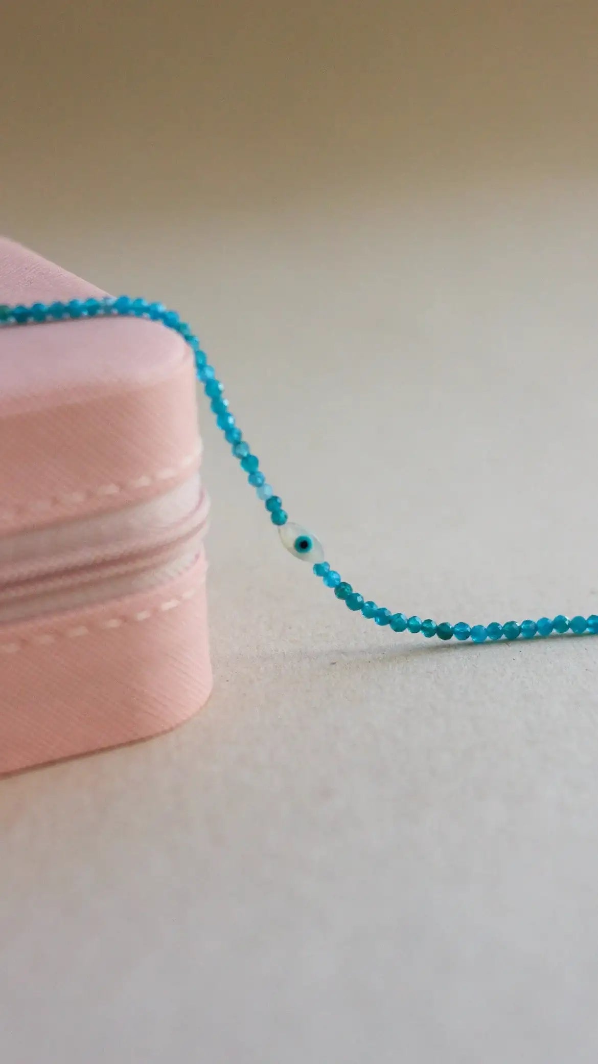 Pulseira Olho Grego em Apatita | Linha Prata