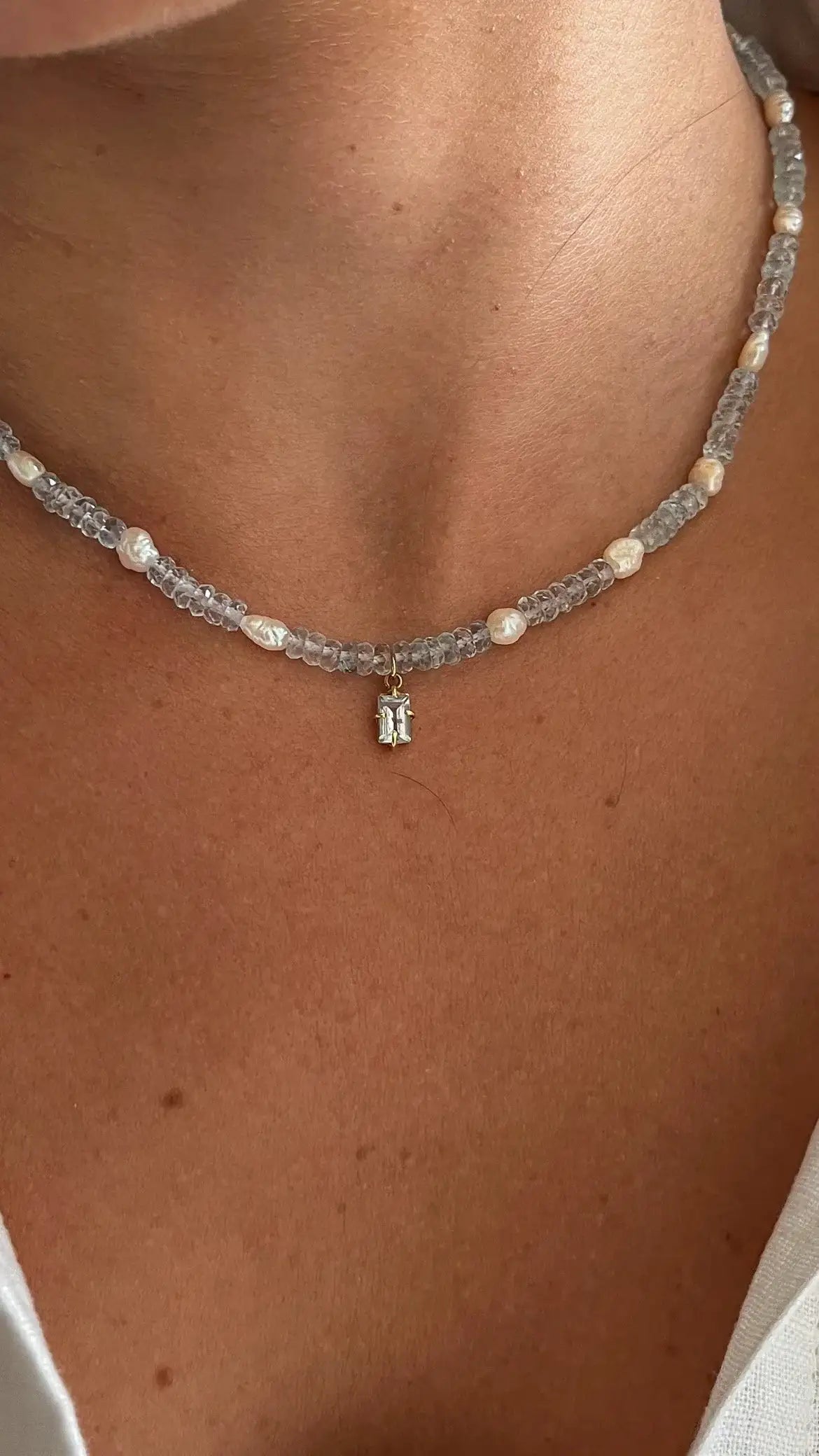 Colar Odoyá | Topázio Azul & pérolas | ouro 18k