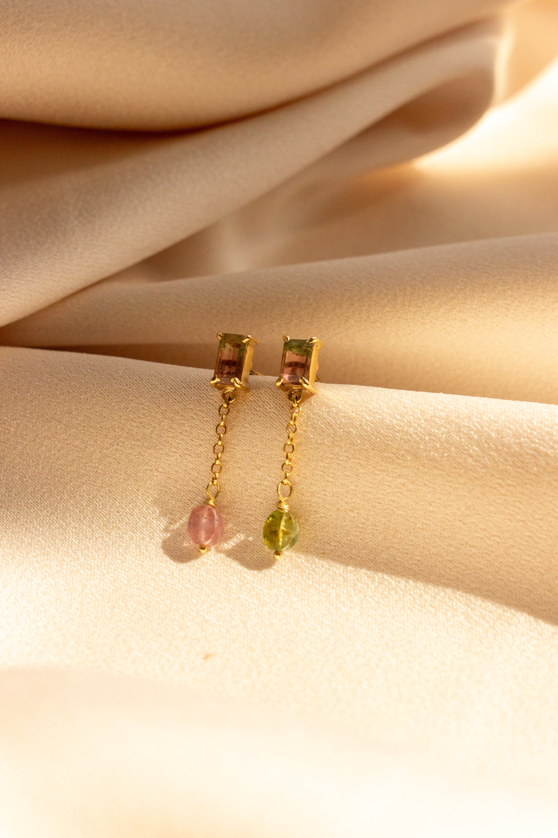 Brinco Turmalina Melancia | Ouro 18k