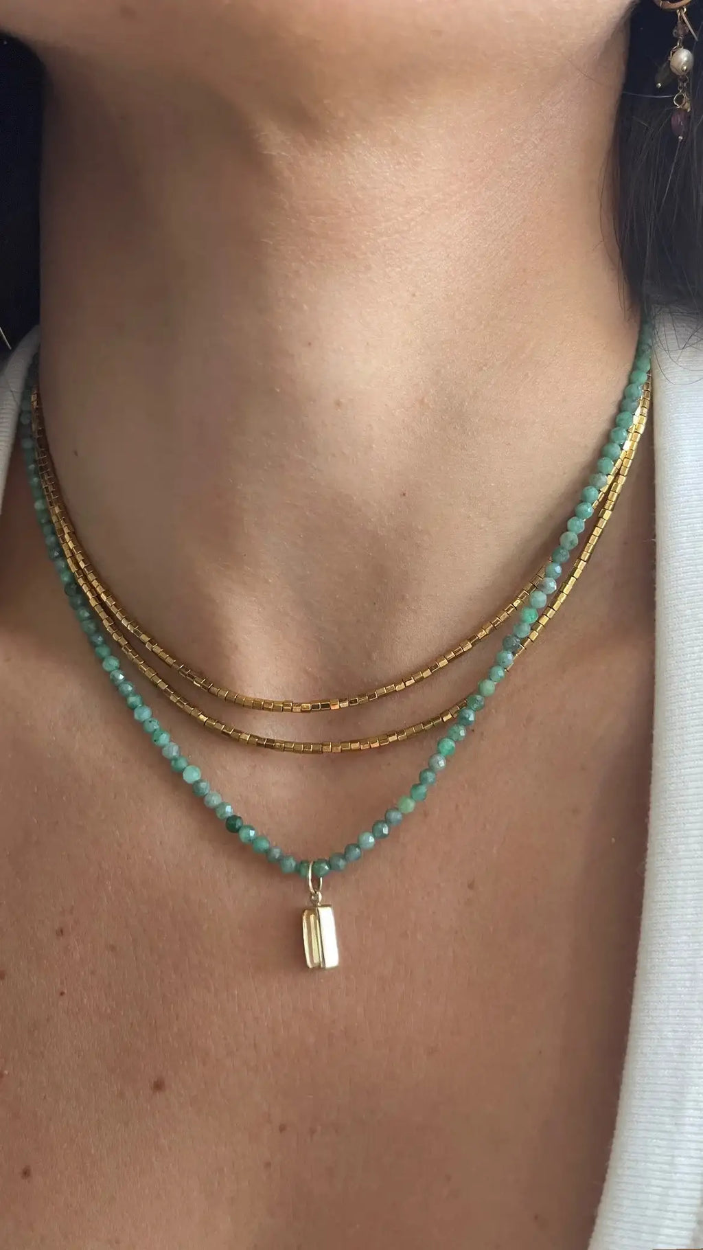 Colar Raio de Sol em Hematitas | linha ouro 18k