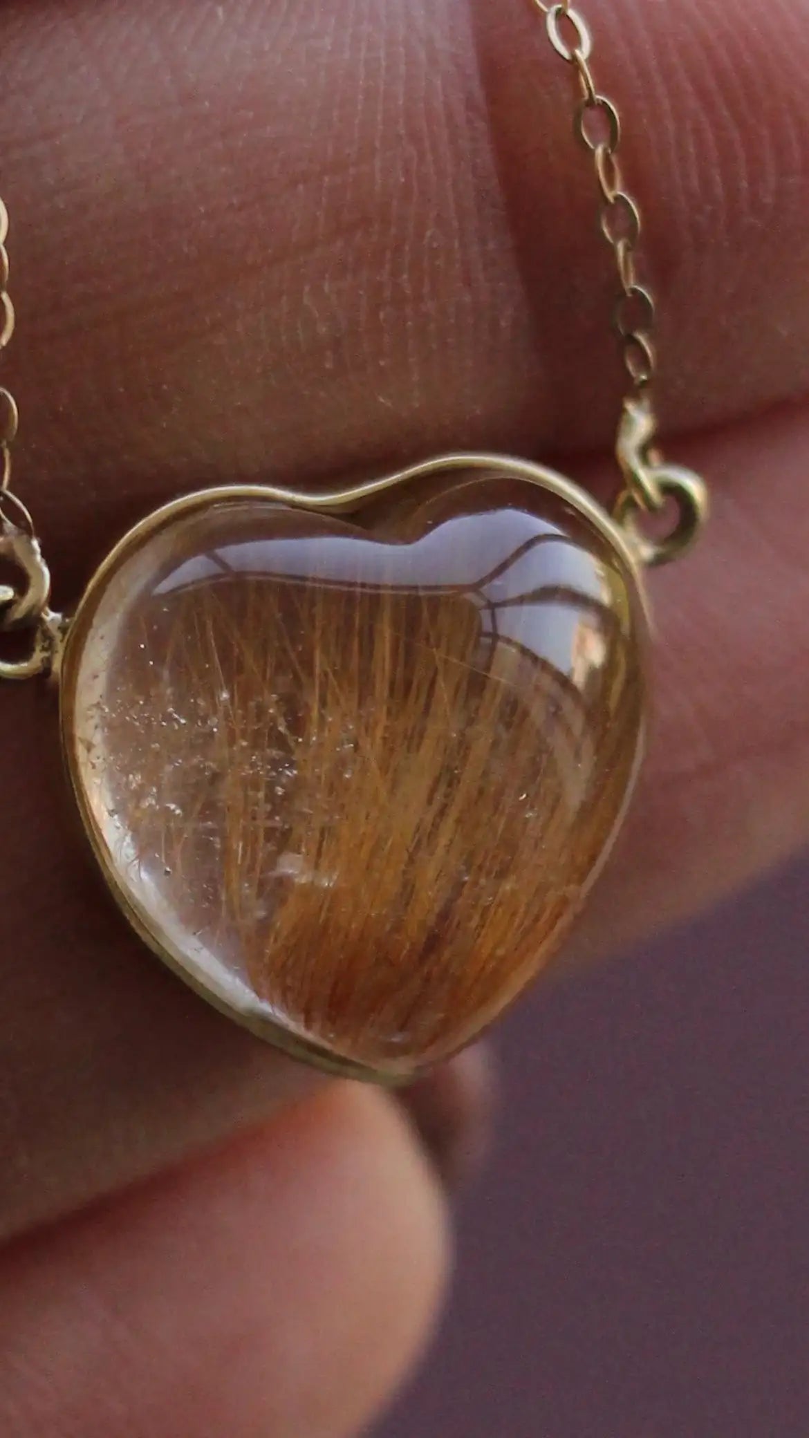 Colar coração | Quartzo Rutilado | ouro 18k