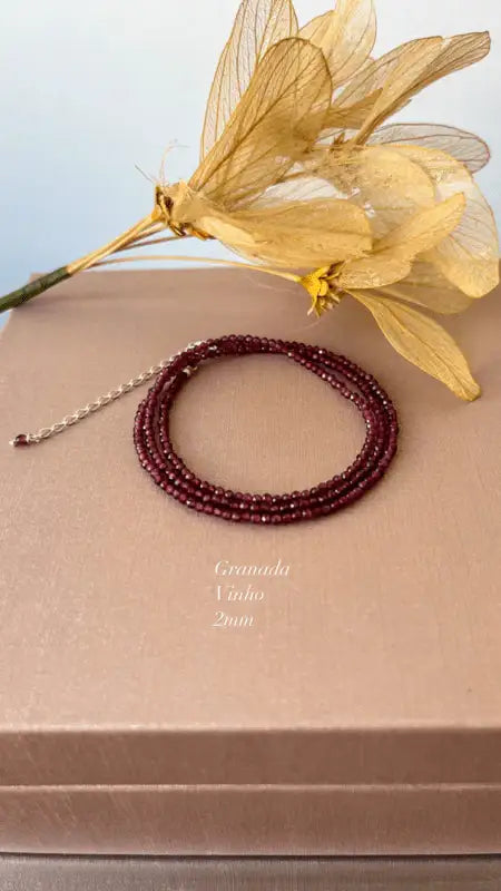 Colar Granada 2mm| Acabamento em Prata