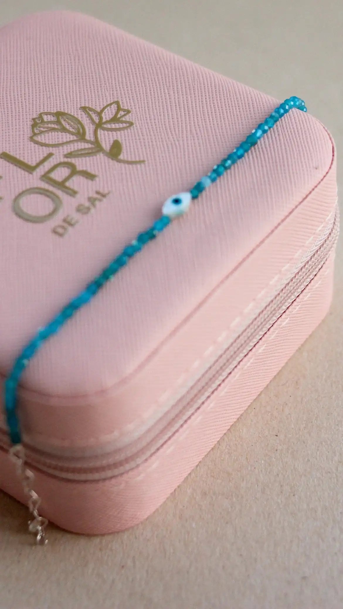 Pulseira Olho Grego em Apatita | Linha Prata