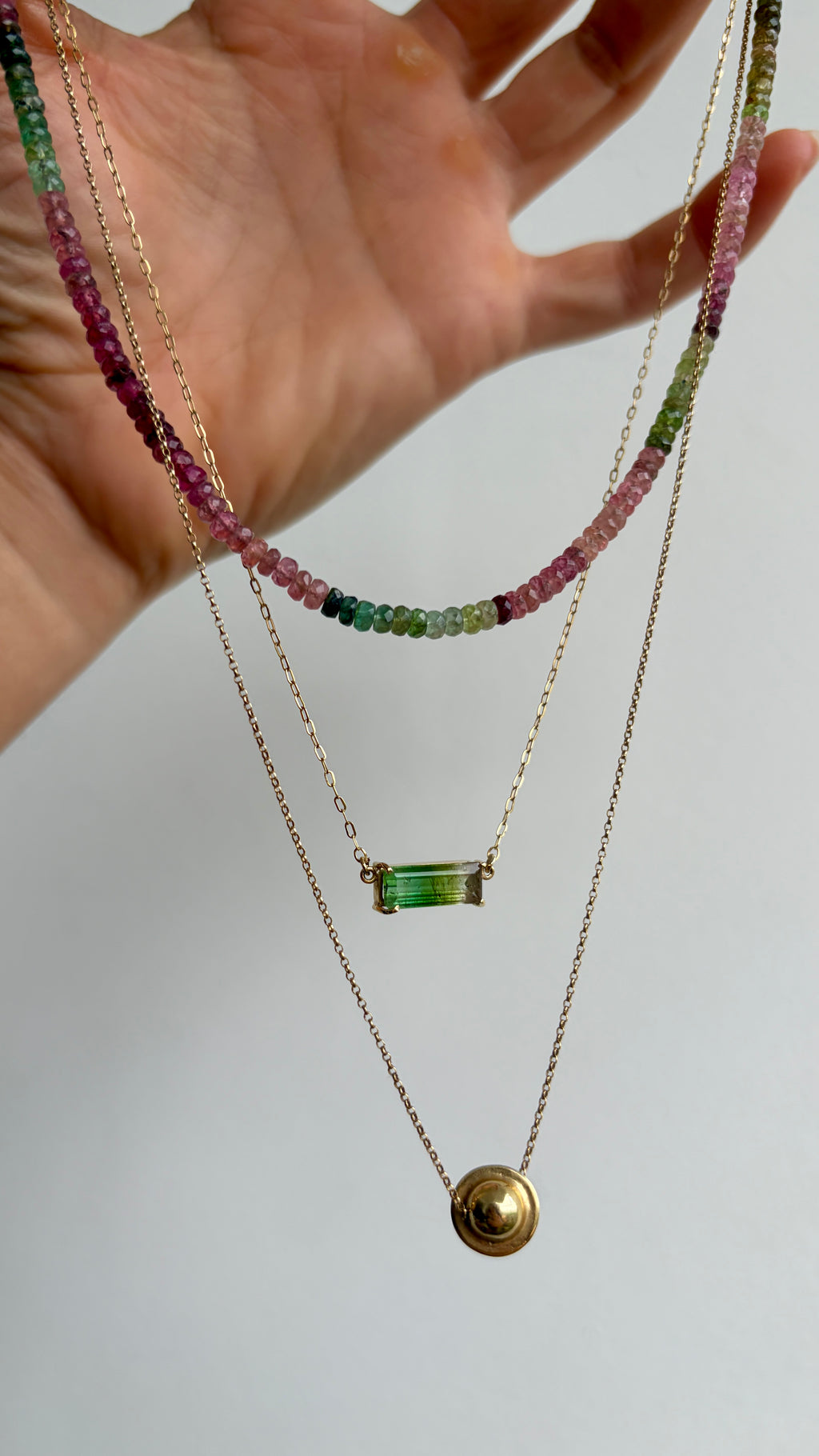 Colar Turmalina Bicolor | Ouro 18k