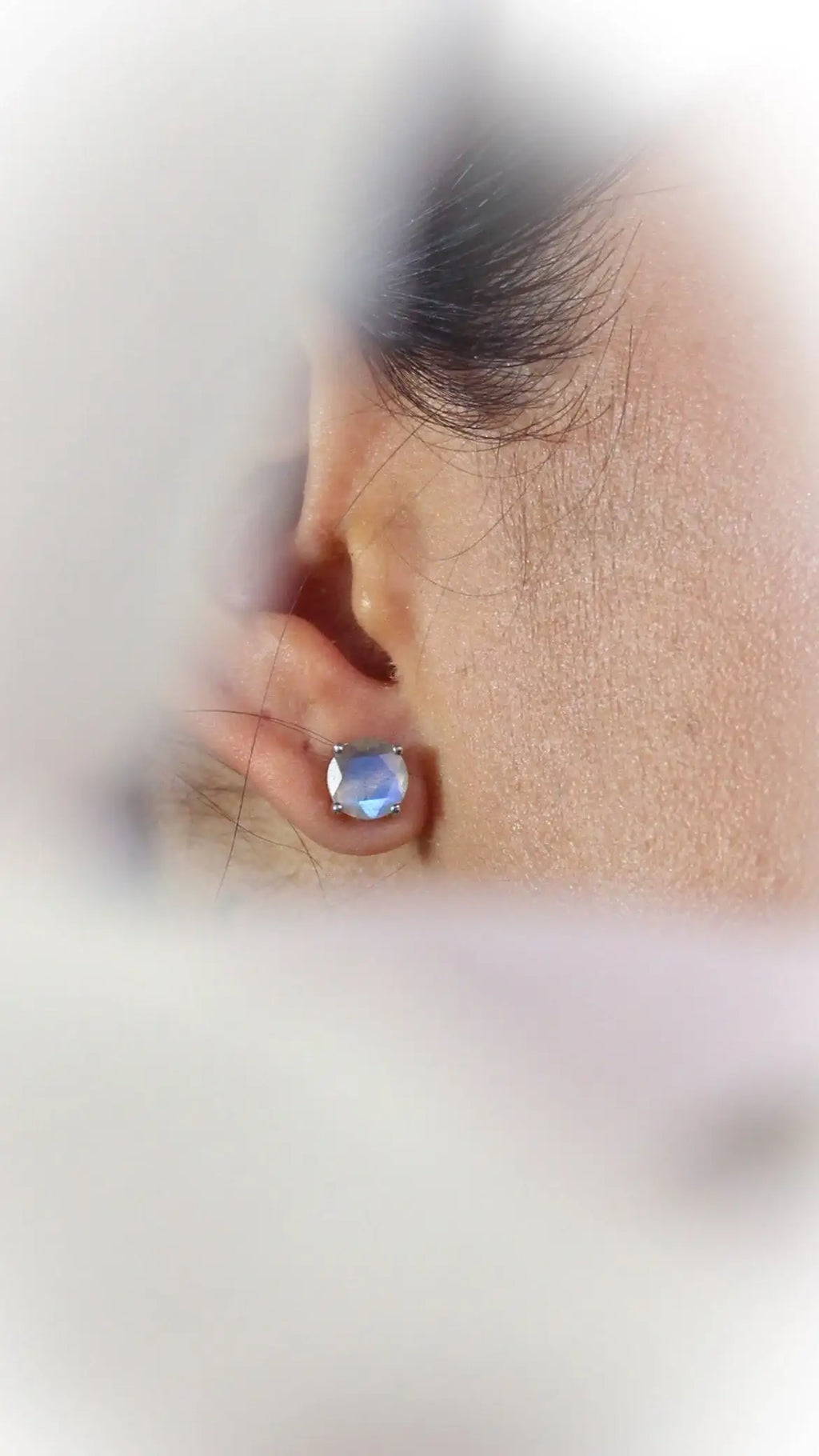 Brinco Luar | Labradorita | linha Prata