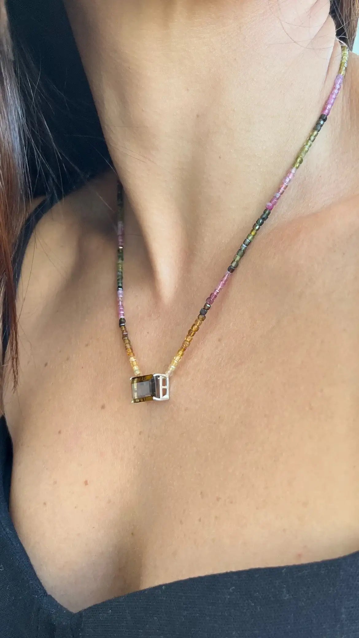 Colar Citrino & Turmalinas | linha Prata