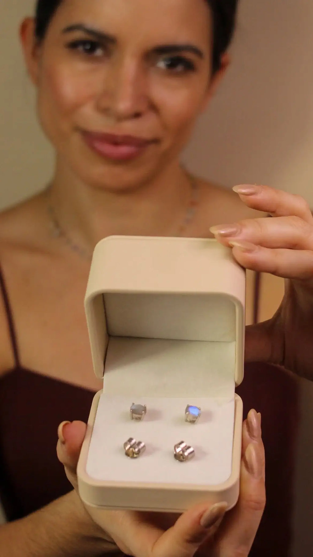 Brinco Luar | Labradorita | linha Prata