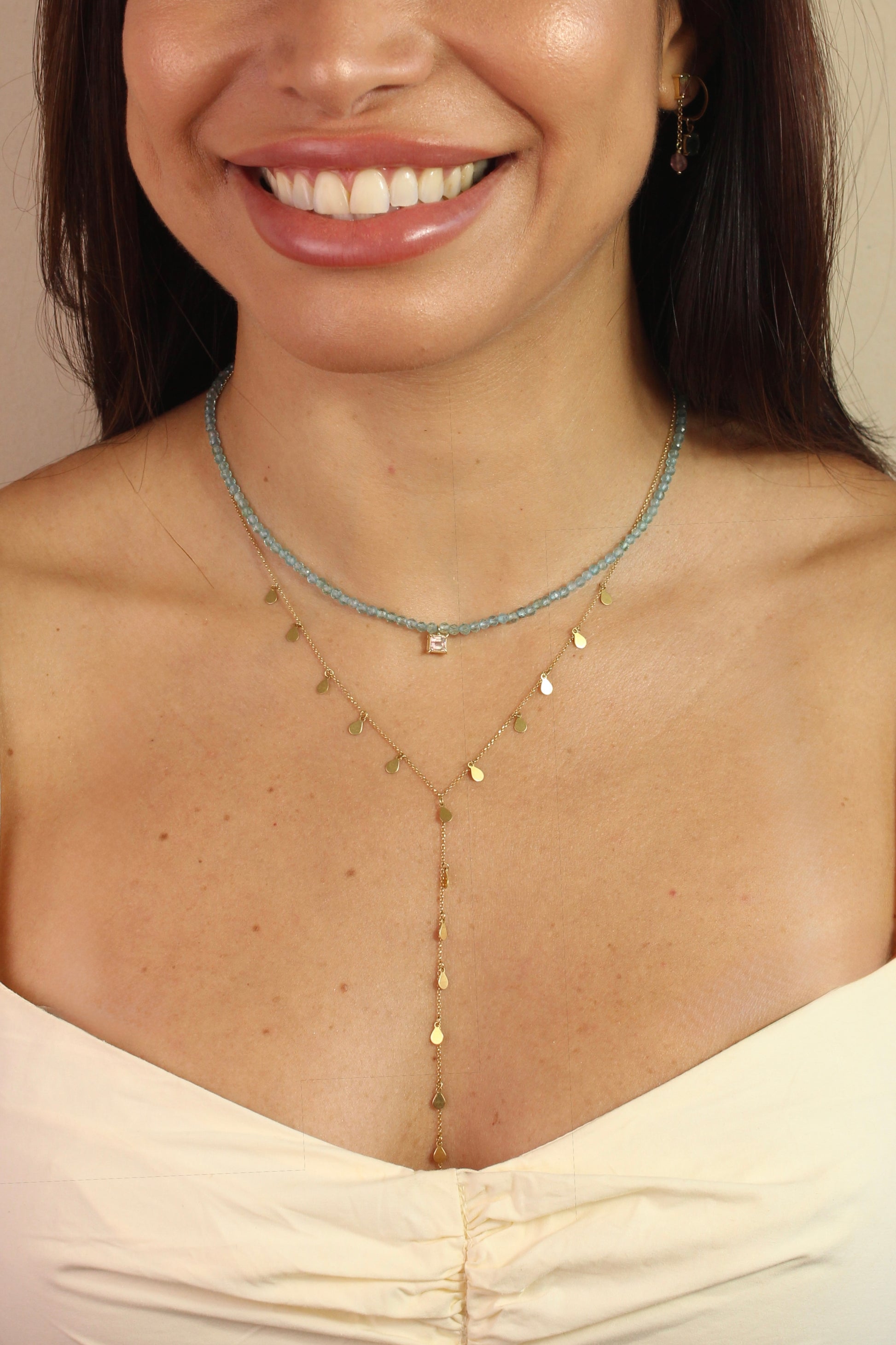 Colar Apatita & Turmalina Bicolor | Ouro 18k