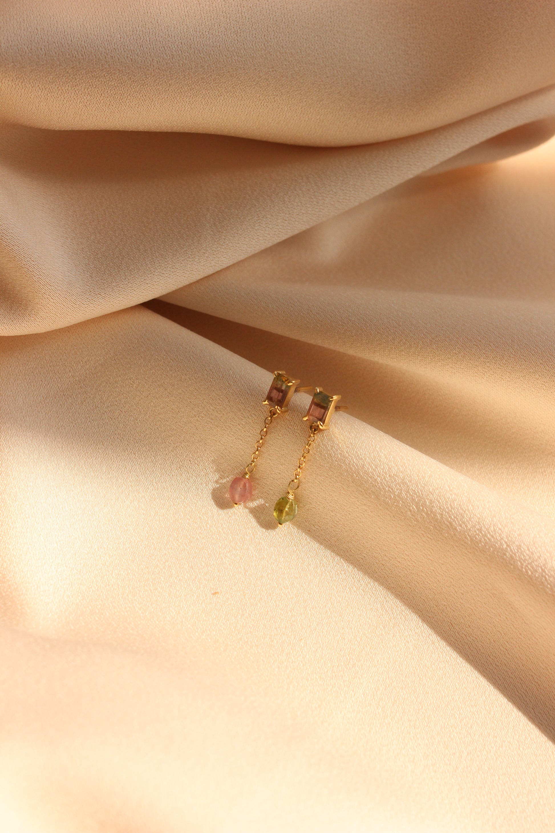 Brinco Turmalina Melancia | Ouro 18k