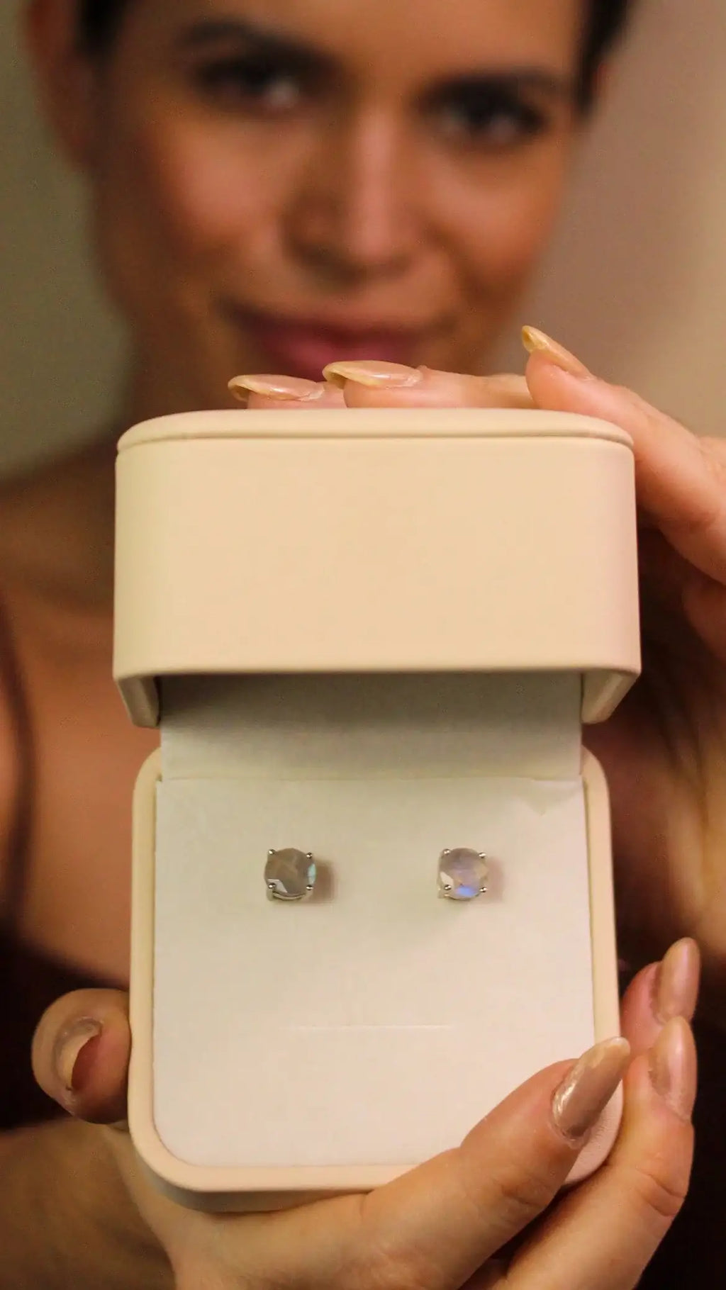 Brinco Luar | Labradorita | linha Prata