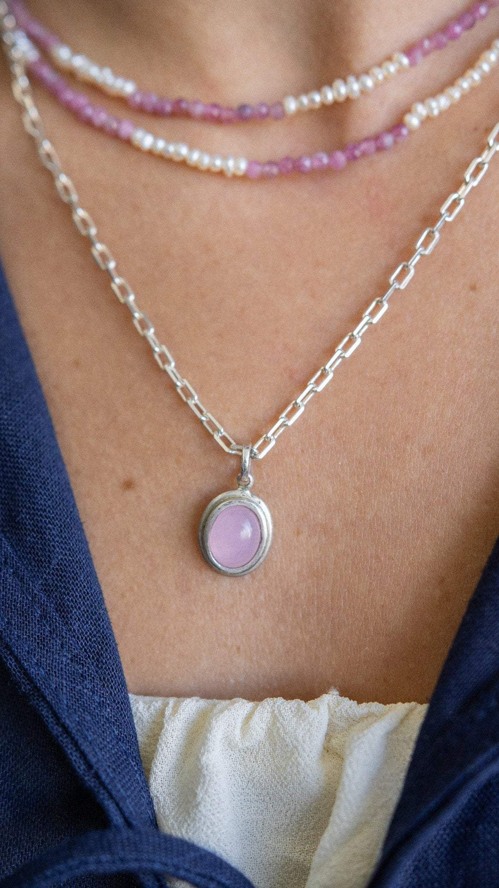 Pingente Quartzo Rosa | Linha Prata