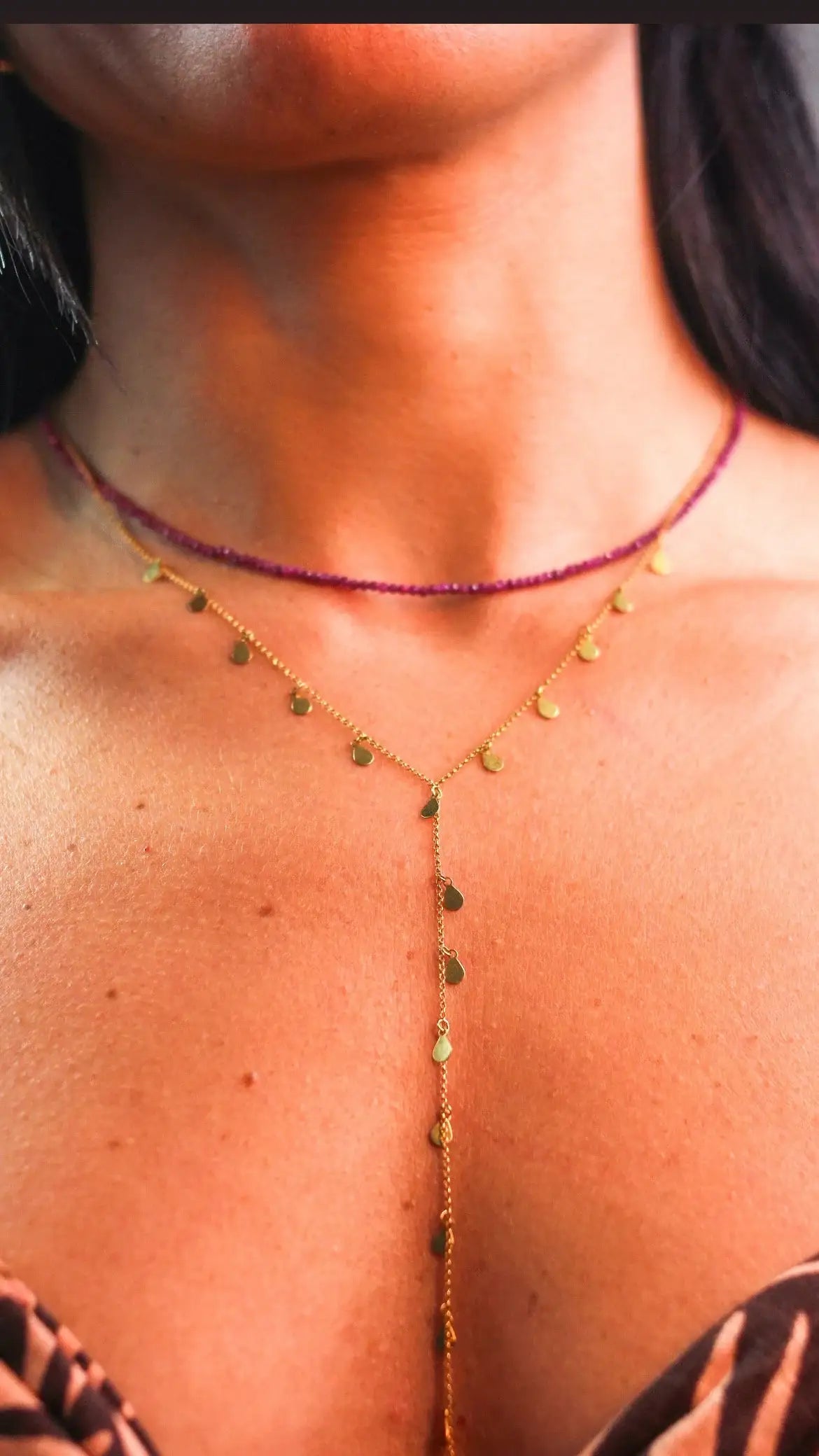 Colar em Ouro 18k Rubi 2mm