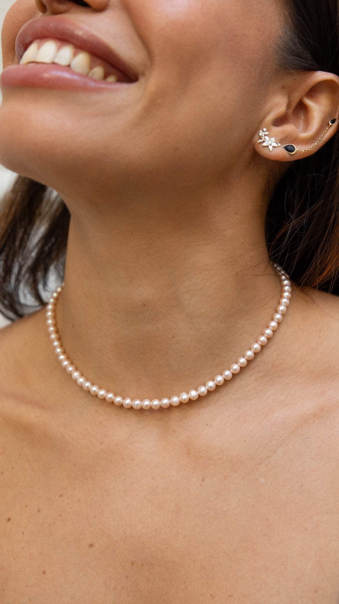 Colar Amélia Pérolas Rose | Linha Prata