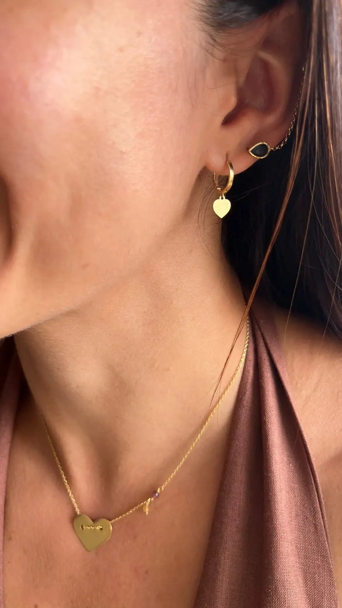 Argola Click Coração | Ouro 18k