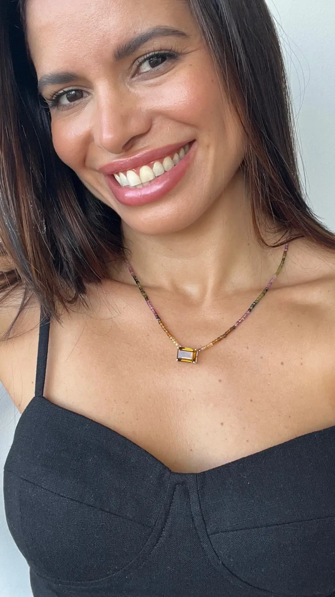 Colar Citrino & Turmalinas | linha Prata