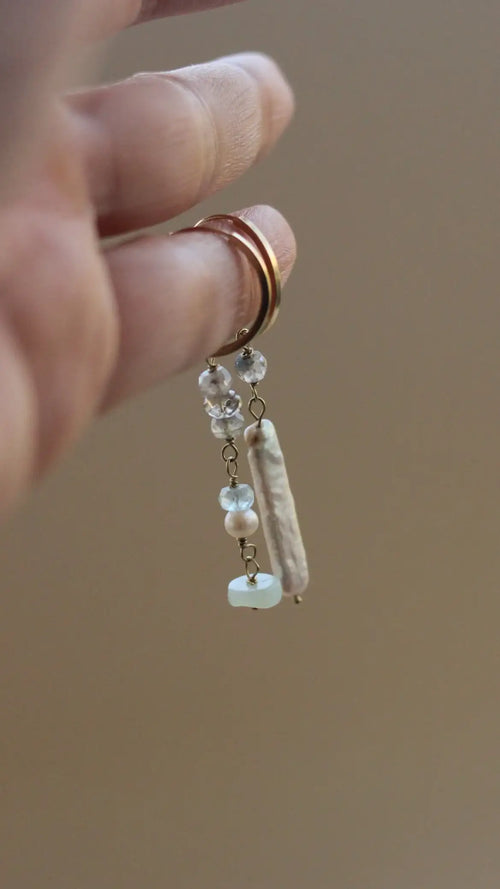 Argola Aurora | Labradorita | Topázio | Opala verde