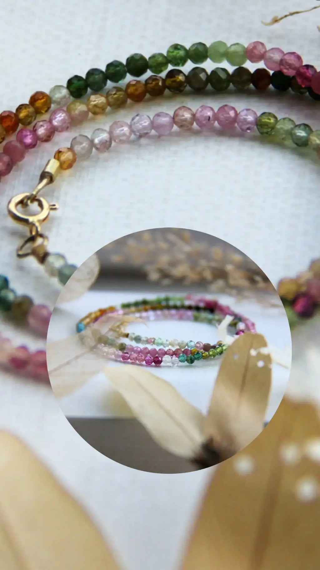 Colar Turmalina Melancia Delicado | ouro 18k