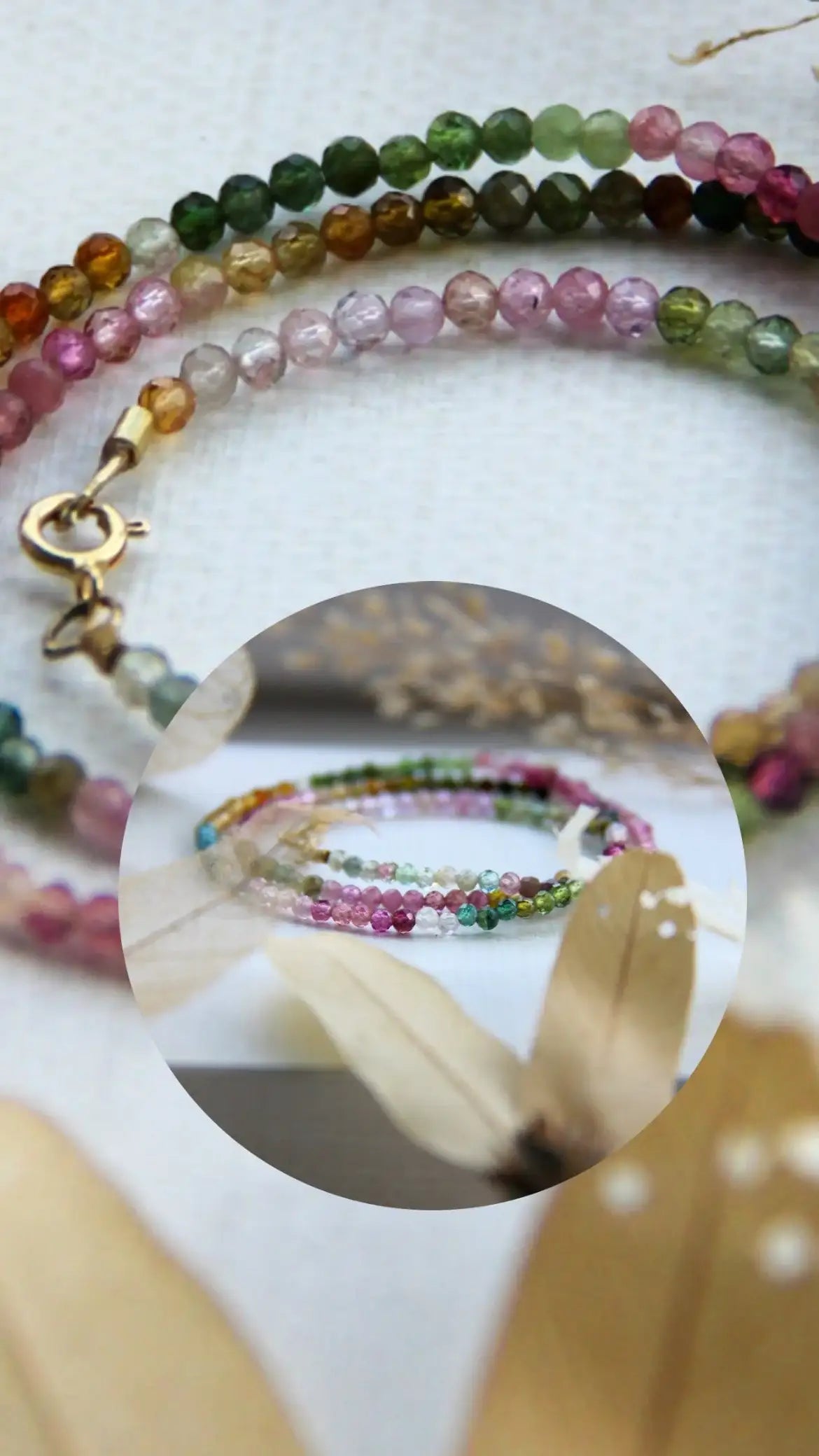 Colar Turmalina Melancia Delicado | ouro 18k