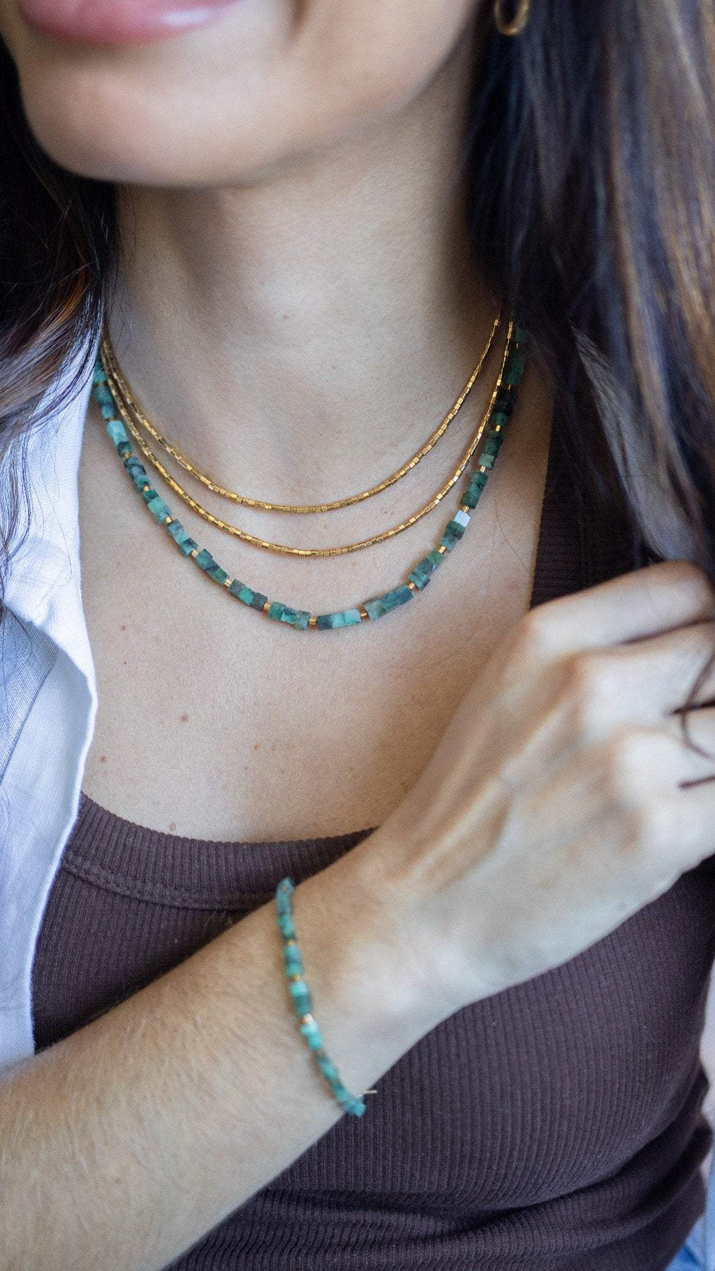 Colar Raio de Sol em Hematitas | linha ouro 18k