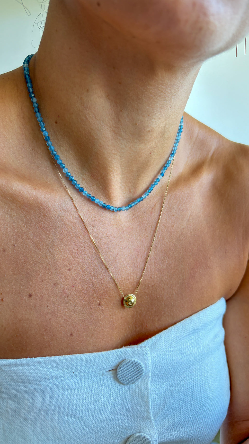 Colar Água Marinha | Fecho infinito | Ouro 18k