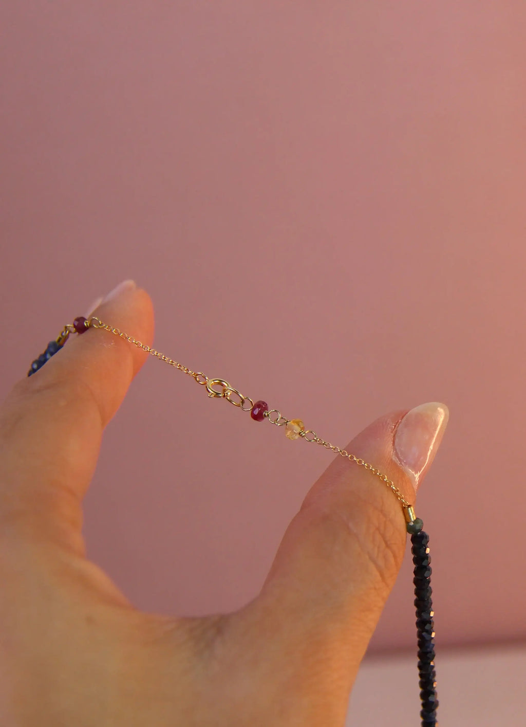 Colar em Safiras com Gota facetada | ouro 18k