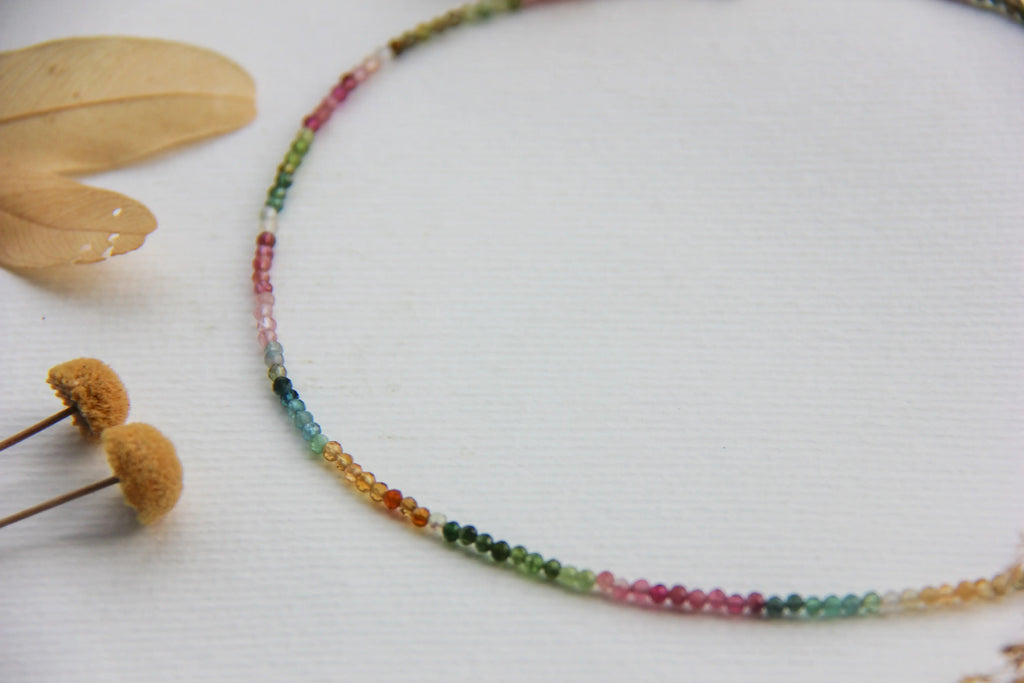 Colar Turmalina Melancia Delicado | ouro 18k