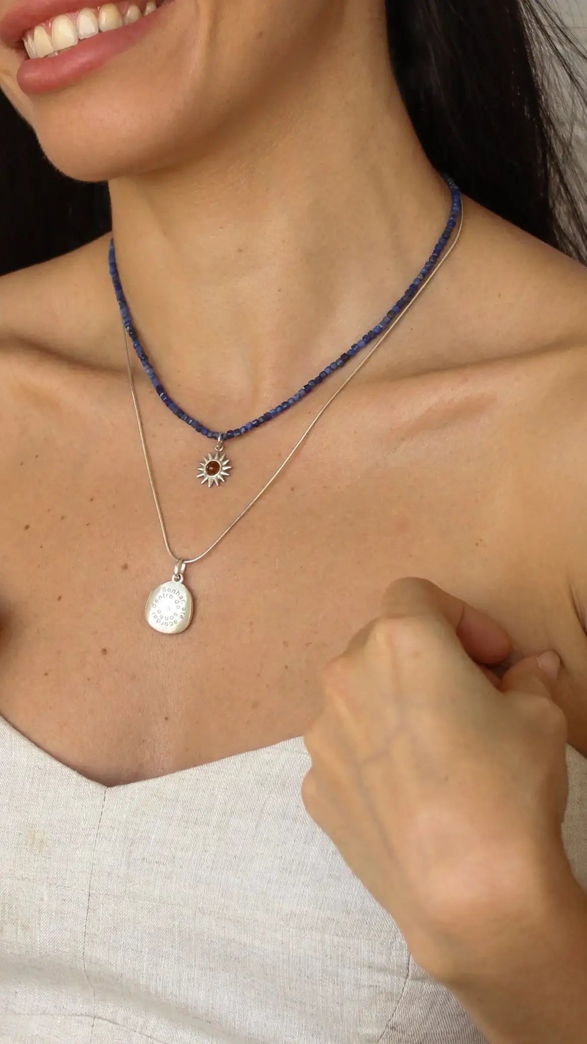 Colar Sodalita | Linha Prata